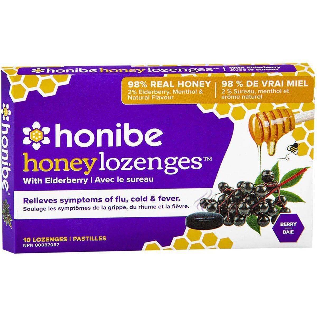 Honibe Honey Lozenges with Elderberry - Pack of 10 Natural Cough Drops for Immune Support | Perfect for Cold Relief, Sore Throat & Wellness