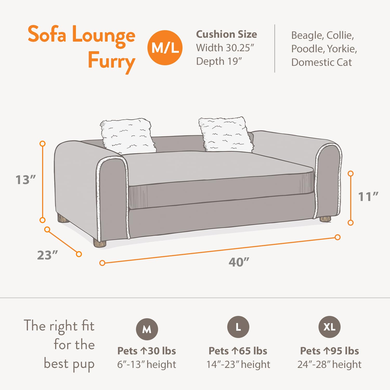 Premium Moots Furry Pet Lounge - Large Deluxe Dog Bed with 2 Comfort Pillows, Washable Chocolate Brown Pet Sofa for Small to Medium Dogs - Perfect for Living Room, Bedroom & Pet-Friendly Spaces
