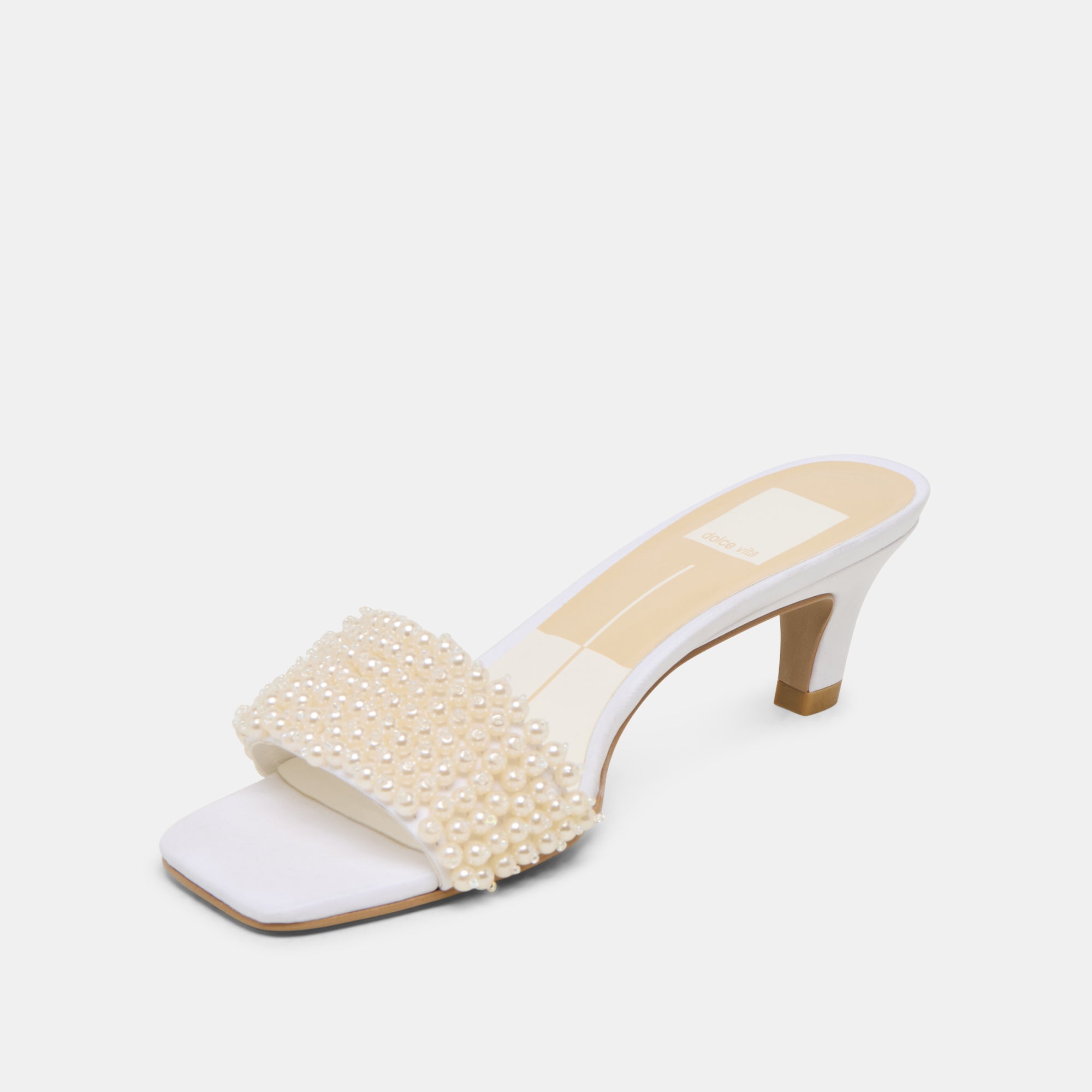 REXA PEARL HEELS - Off White Satin Women's Dress Shoes for Weddings, Parties & Special Occasions
