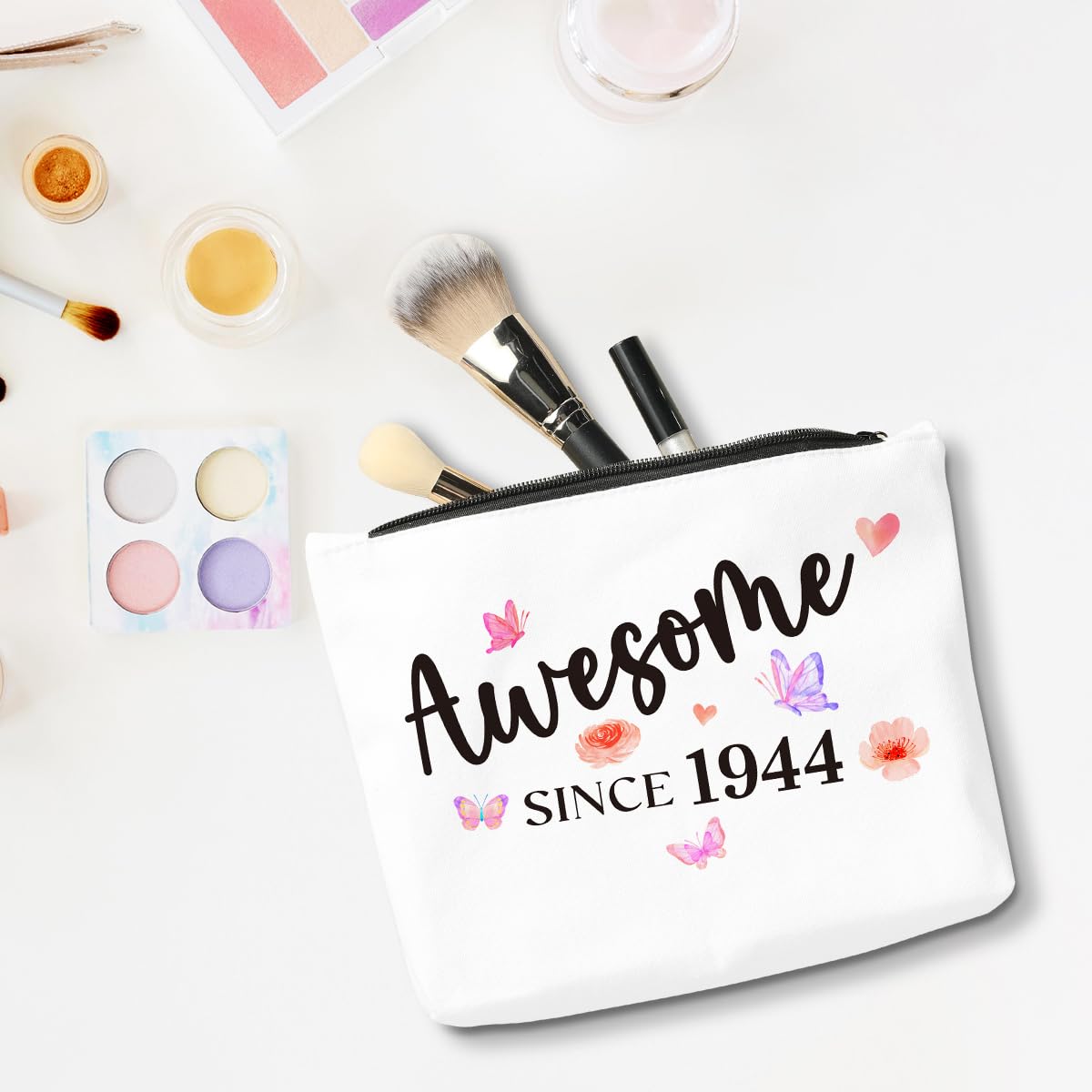 80th Birthday Gifts for Women - Funny Cosmetic Makeup Bag with Elegant Design, Perfect 80 Year Old Birthday Gift Idea & Anniversary Party Decoration - Great for Travel, Spa Days & Special Occasions