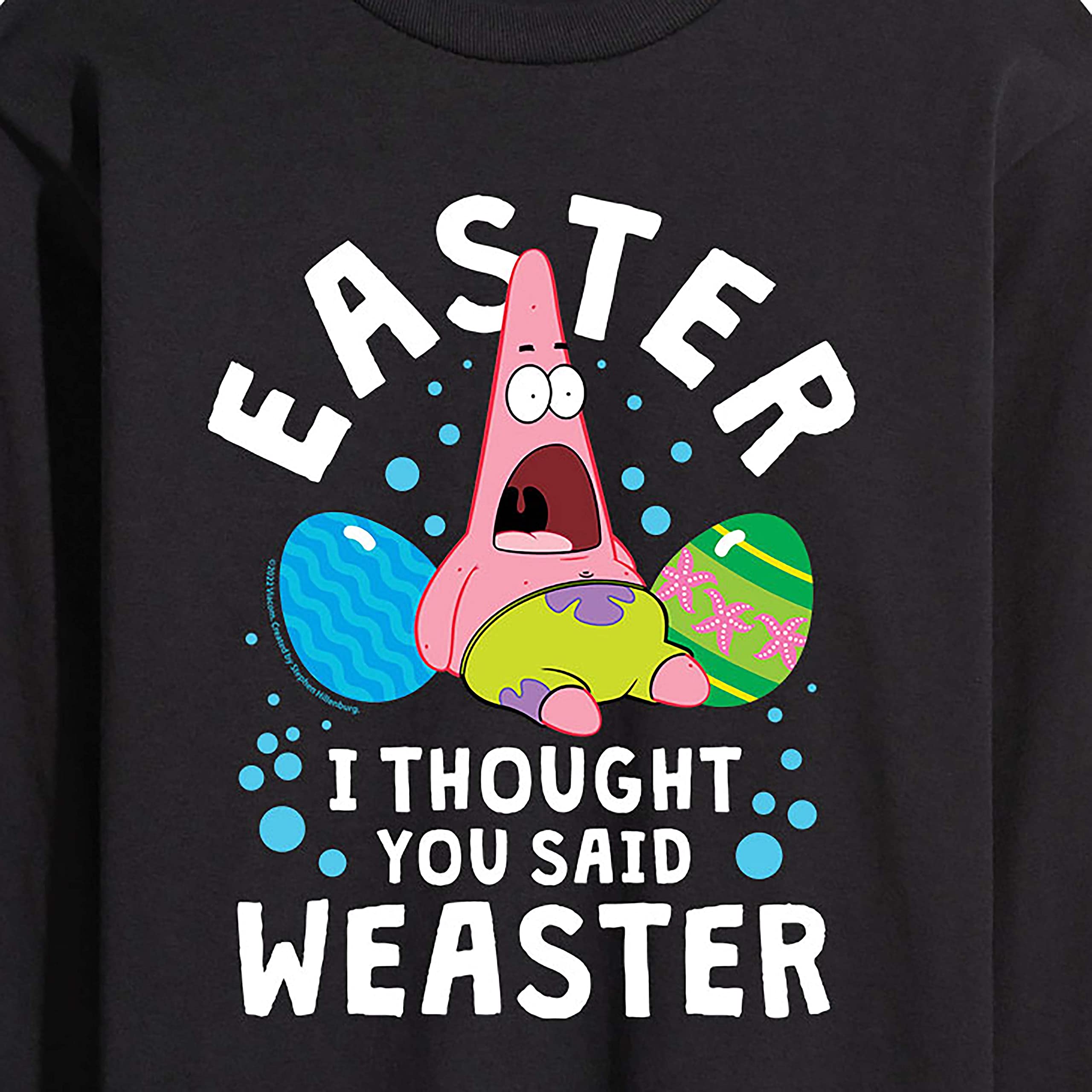 HYBRID APPAREL Spongebob Squarepants Easter Graphic Men's Long Sleeve T-Shirt - Funny Cartoon Tee for Casual Wear, Holiday Outfits & Gifts