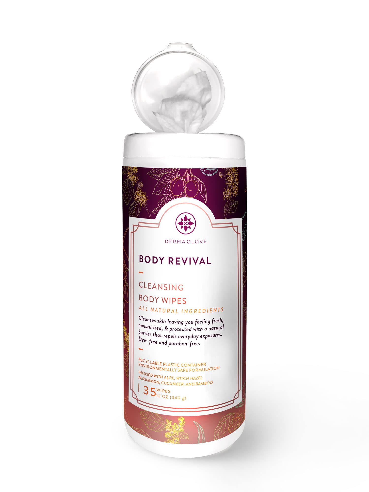 Dermaglove Body Revival Wipes - 3 Pack Full Body Cleansing & Revitalizing Wipes for Hydrated, Refreshed Skin | On-the-Go Skincare | Travel, Gym & Post-Workout Use (35 Count per Pack)