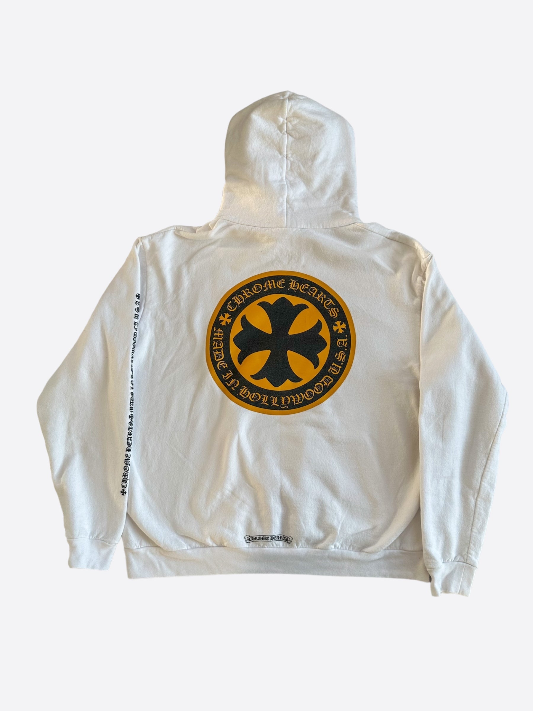 Chrome Hearts White & Yellow Cross Logo Hoodie for Men & Women - Stylish Streetwear & Casual Wear for Everyday Outfits