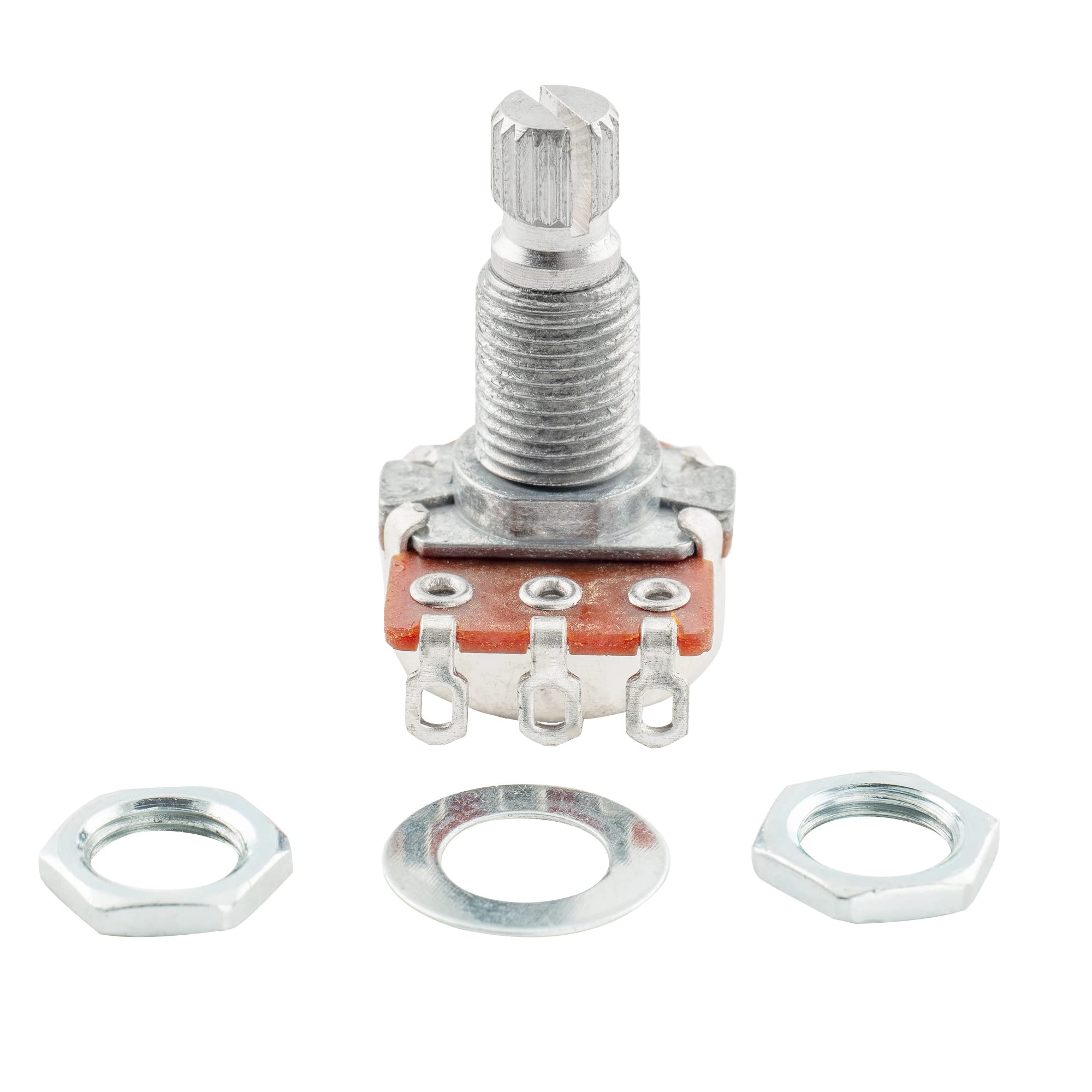 Alpha Mini A25K Metric Potentiometers - 2 Pack Split Shaft Audio Taper Pots for Electric Guitar & Bass - Perfect for Volume/Tone Control in DIY Guitar Pedals & Amplifiers