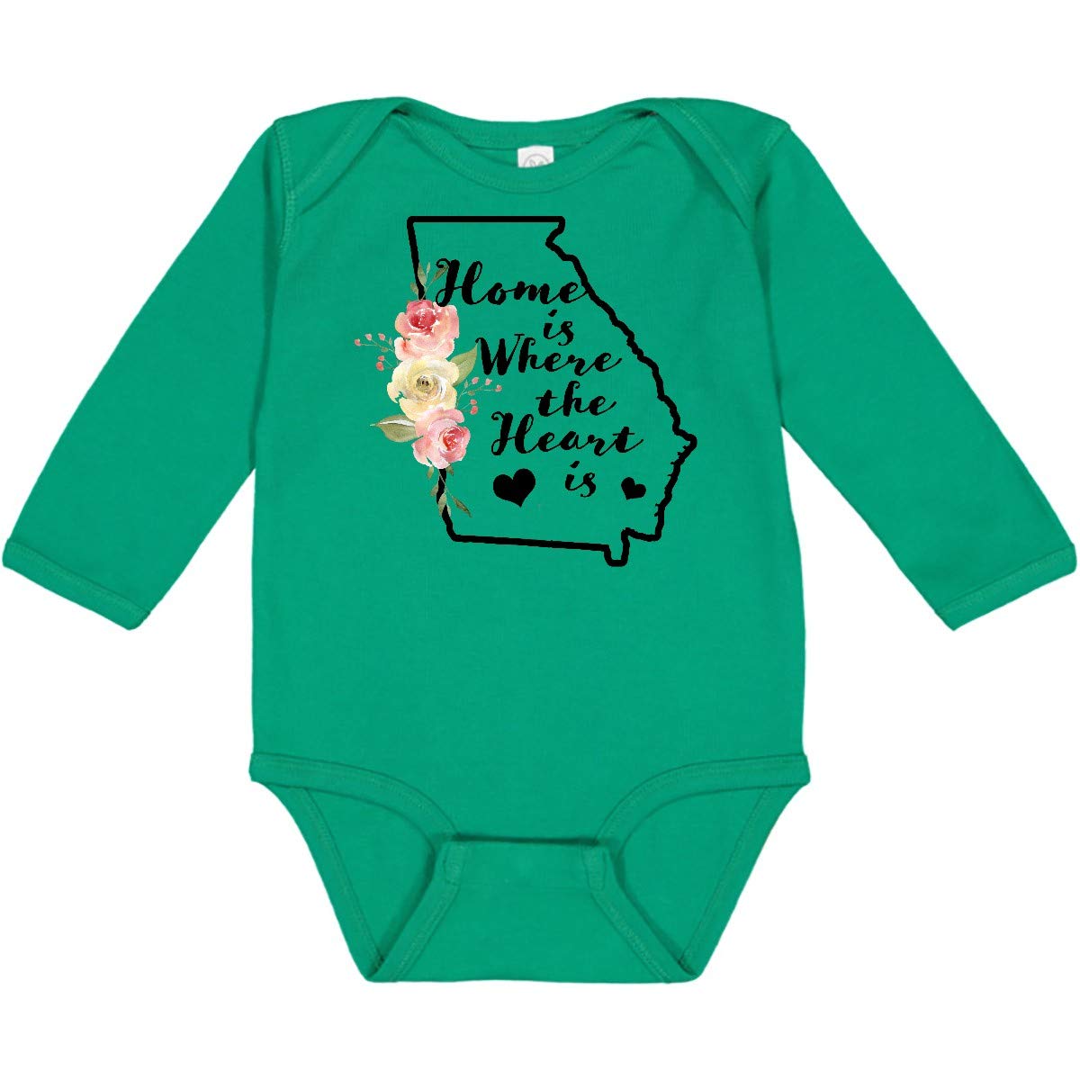 Inktastic Georgia Home Where The Heart Is Watercolor Long Sleeve Baby Bodysuit - Perfect for Family Photos, Holidays & Heartwarming Gifts