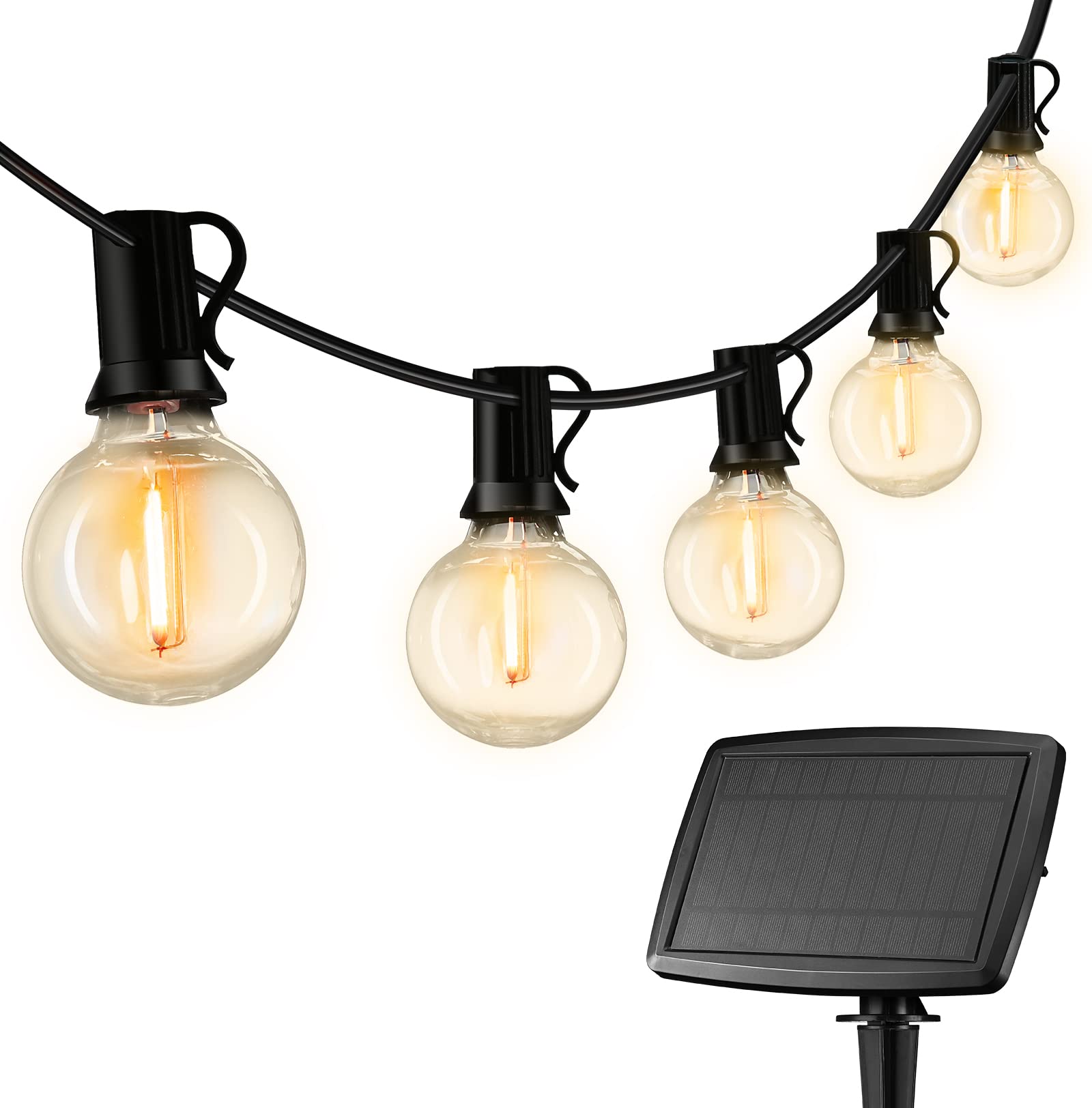 VENUSOP 27Ft Solar String Lights Outdoor Waterproof - G40 Solar Powered Globe Lights with 30+1 Shatterproof LED Bulbs, 4 Lighting Modes - Perfect for Patio, Garden, Backyard, Wedding & Party Decoration