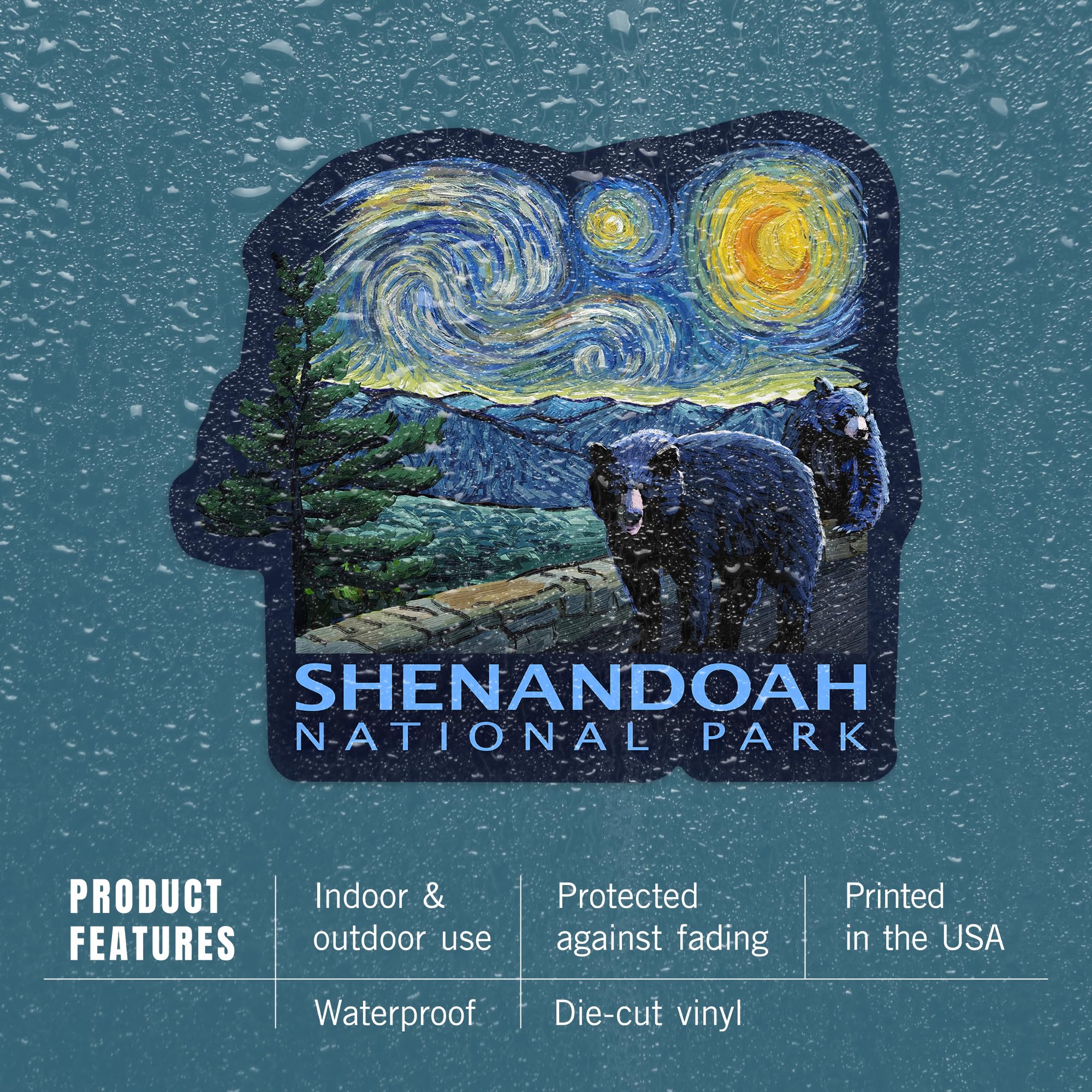 Waterproof Die Cut Vinyl Stickers - Shenandoah National Park Virginia Starry Night Series (1-3 Inch) - Decals for Cars, Water Bottles, Laptops, Coolers - Perfect for Outdoor Adventures, Travel Gear & Personalizing Devices