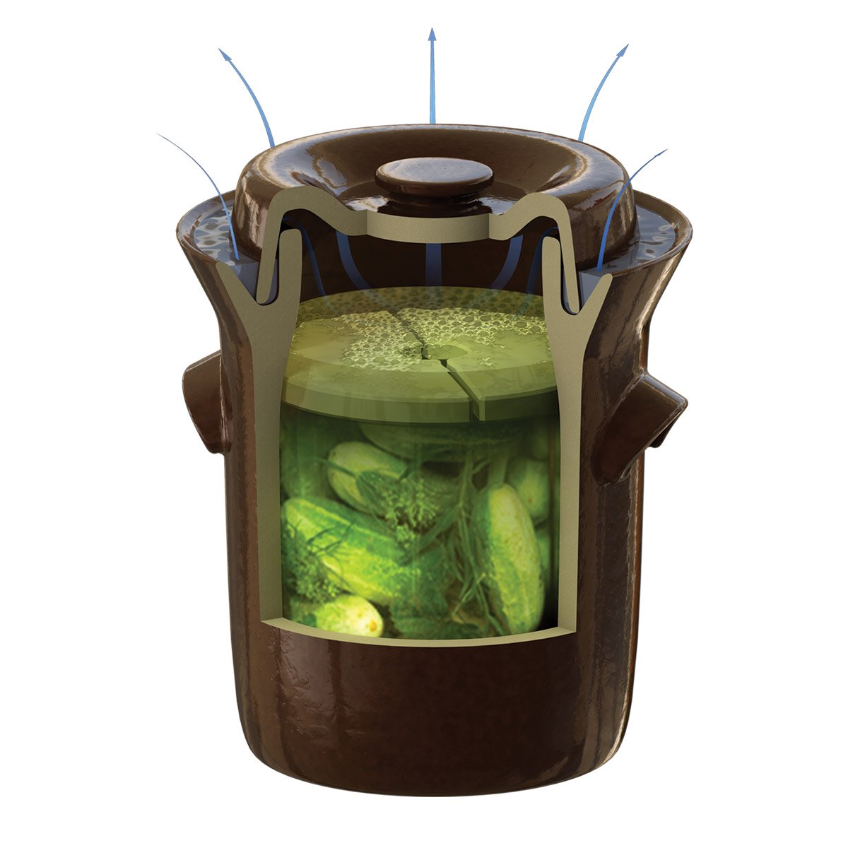10L Ceramic Fermentation Crock with Stone Weight - Perfect for Sauerkraut, Kimchi & Pickles - Traditional Fermenting Pot for Homemade Probiotic Foods