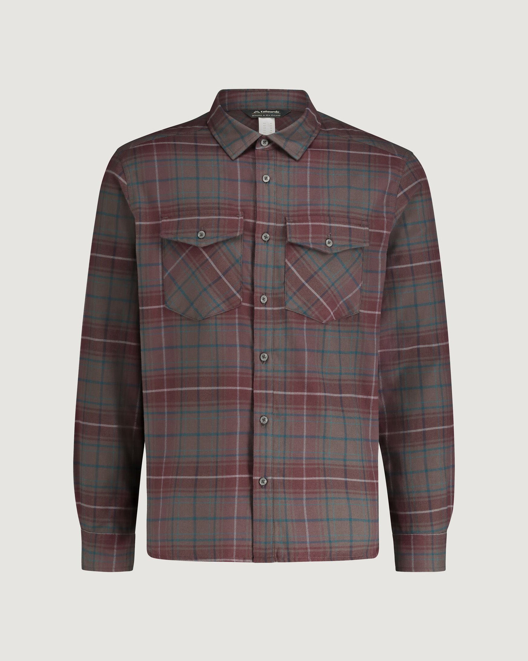 Men's Carrillon HF Long Sleeve Checkered Shirt - Dark Quartz & Deep Lagoon Plaid - Casual Office Wear & Outdoor Activities