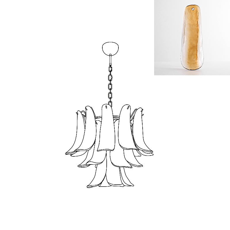 Handcrafted Murano Glass Petals Chandelier - Elegant Venetian Crystal Ceiling Light Fixture for Dining Room, Living Room & Bedroom Decor
