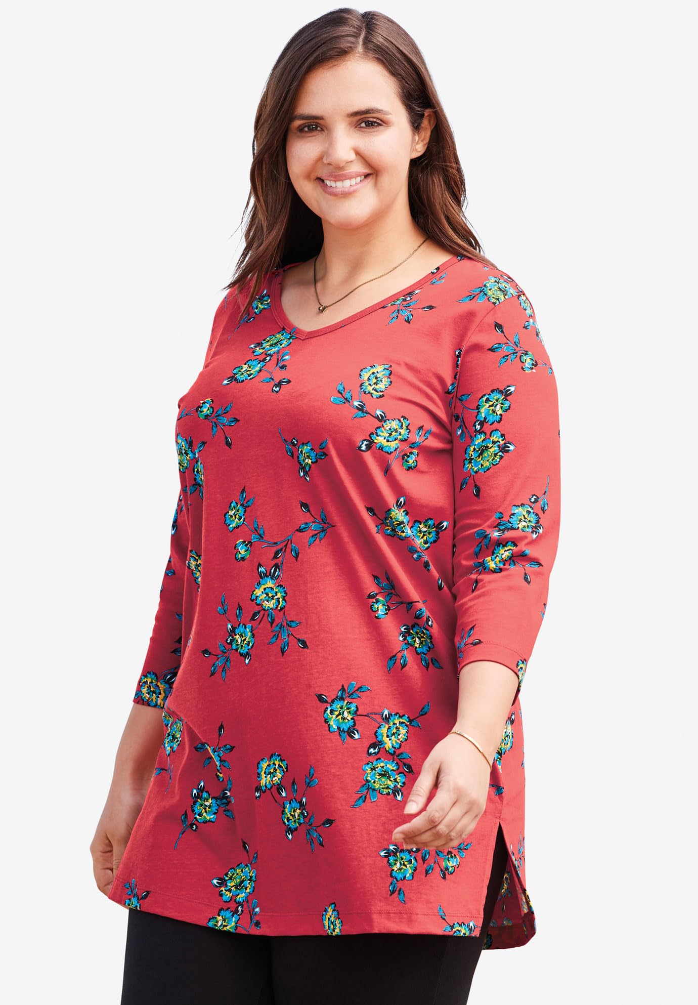 **Plus Size Women's Laser Cut Blouson Tankini Top - Flattering Swimwear for Beach, Pool & Vacation**