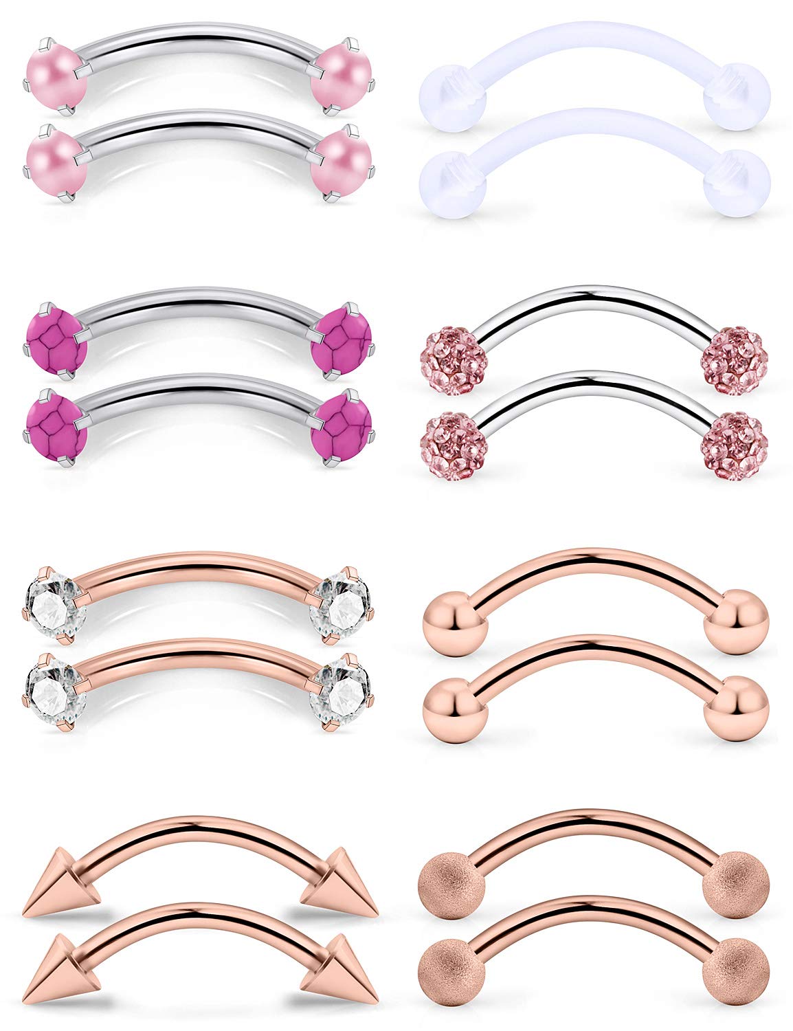 16G 10mm Curved Barbell Piercing Ring - Eyebrow, Belly Button, Lip & Tragus Jewelry | Hypoallergenic Surgical Steel Body Jewelry for Men & Women | Perfect for Everyday Wear, Parties & Self-Expression