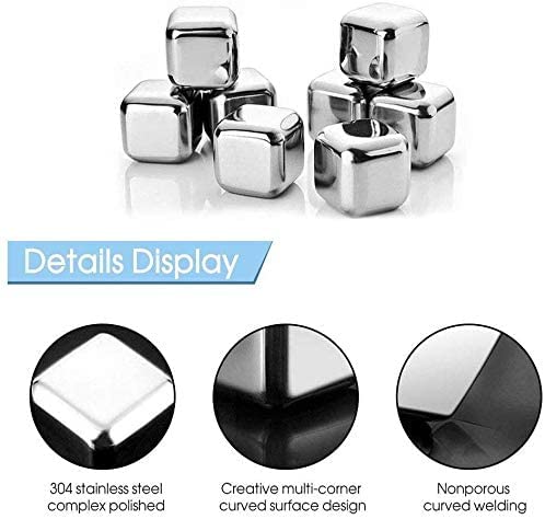 SYGA Stainless Steel Whiskey Stones - Reusable Ice Cubes for Whiskey, Vodka, Cocktails & Wine - Chills Drinks Without Diluting - Perfect for Home Bars, Parties & Gifts (2-Pack)