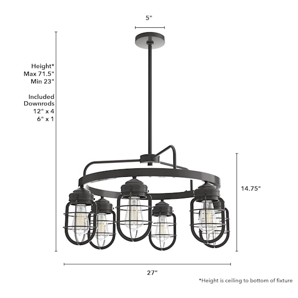 Hunter Starklake 6-Light Chandelier in Noble Bronze - Elegant Dining Room Lighting Fixture for Modern Farmhouse & Traditional Decor