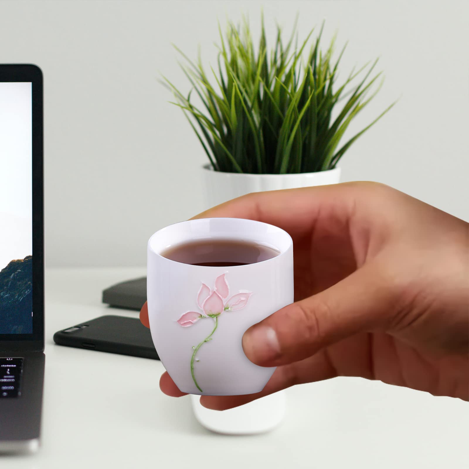 6-Pack 5oz Porcelain Espresso Cups - Mini Coffee Mugs & Demitasse Cups for Tea, Latte, Milk - Perfect for Home, Office & Cafe Use