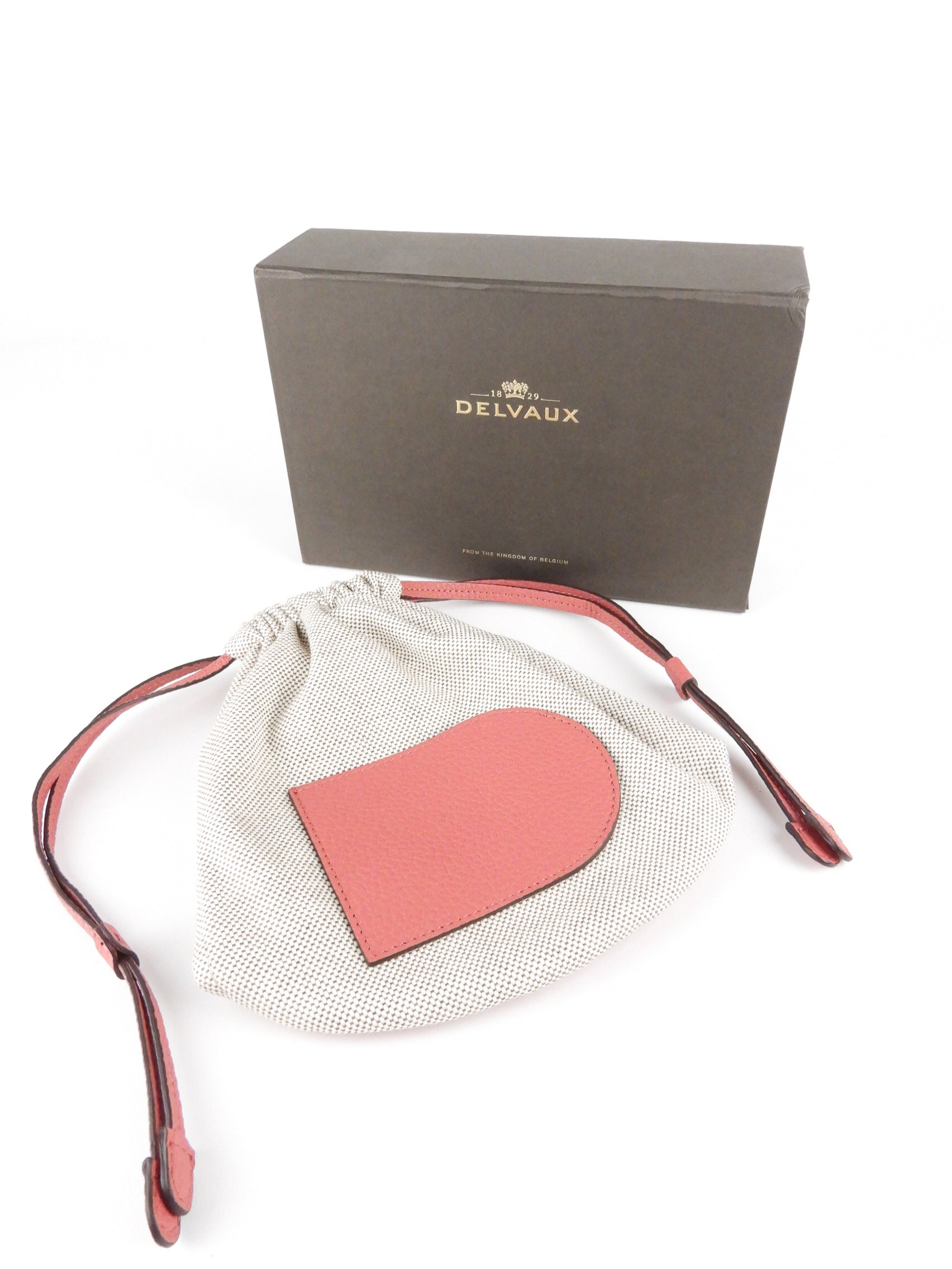 Delvaux Pink Leather and Canvas Cosmetic Pouch | Luxury Makeup Bag for Women | Travel Organizer & Everyday Essentials Case | Perfect for Gifts, Bridal Showers & Vacation Accessories