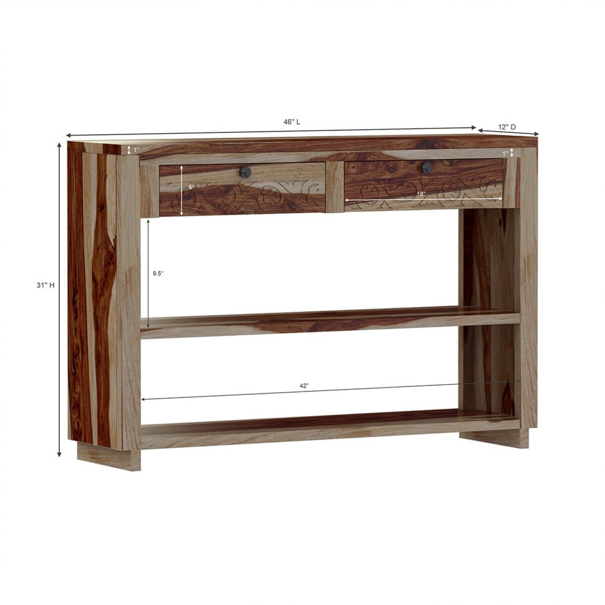 Rustic Solid Wood Entryway Console Table with 2 Drawers - Farmhouse Style Hallway Table for Foyer, Living Room & Home Decor | Dallas Ranch Collection