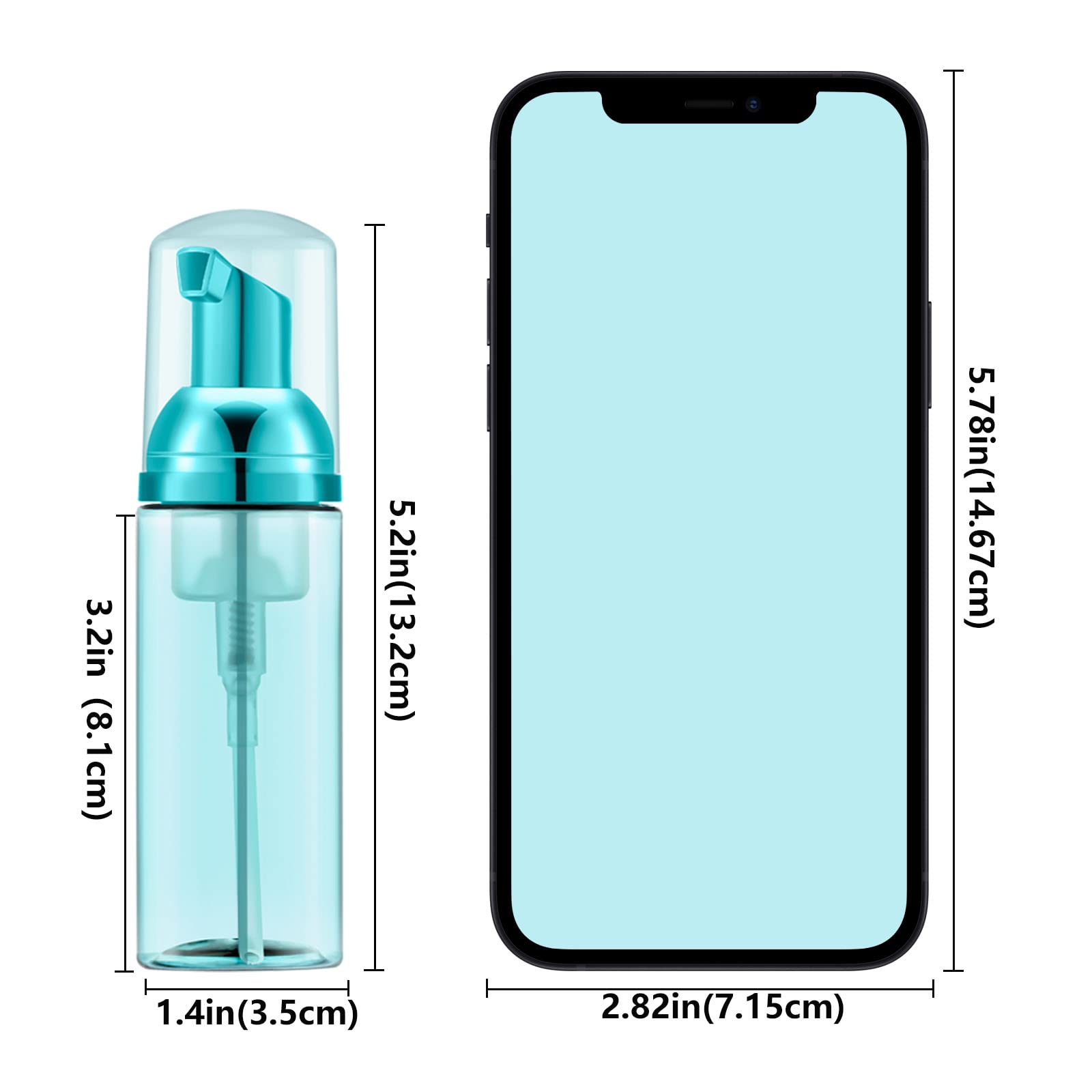 Lil Ray 2 OZ Transparent Blue Foam Bottles (12 Pack) - Empty Travel Foaming Dispensers for Hand Soap, Lash Shampoo & Cosmetics | Perfect for Salon, Bathroom & On-the-Go Use