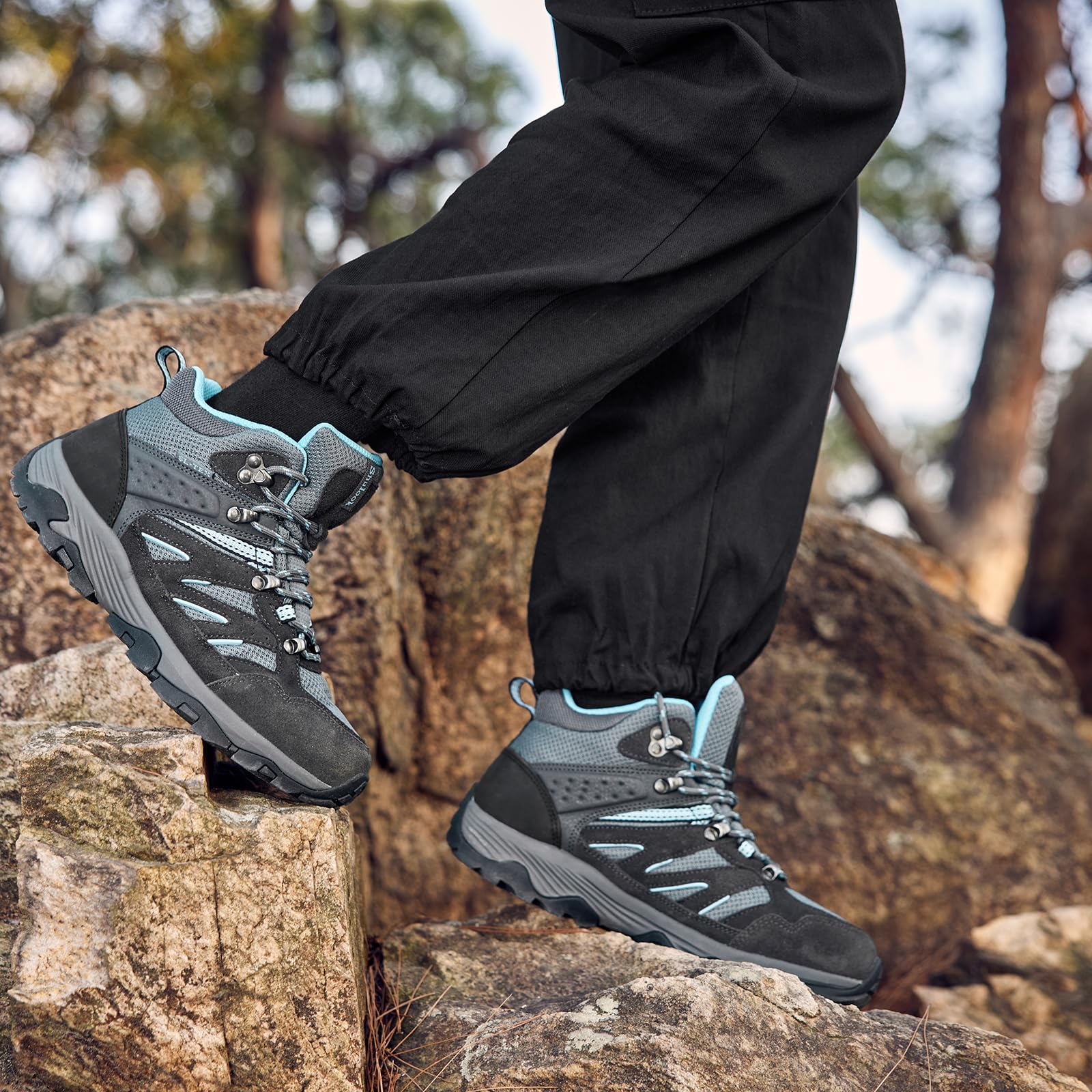 SHULOOK Women's Waterproof Hiking Boots - Lightweight Non-Slip Outdoor Trekking Shoes for Camping, Trail Walking & Mountain Climbing | All-Weather Comfort for Adventurous Women