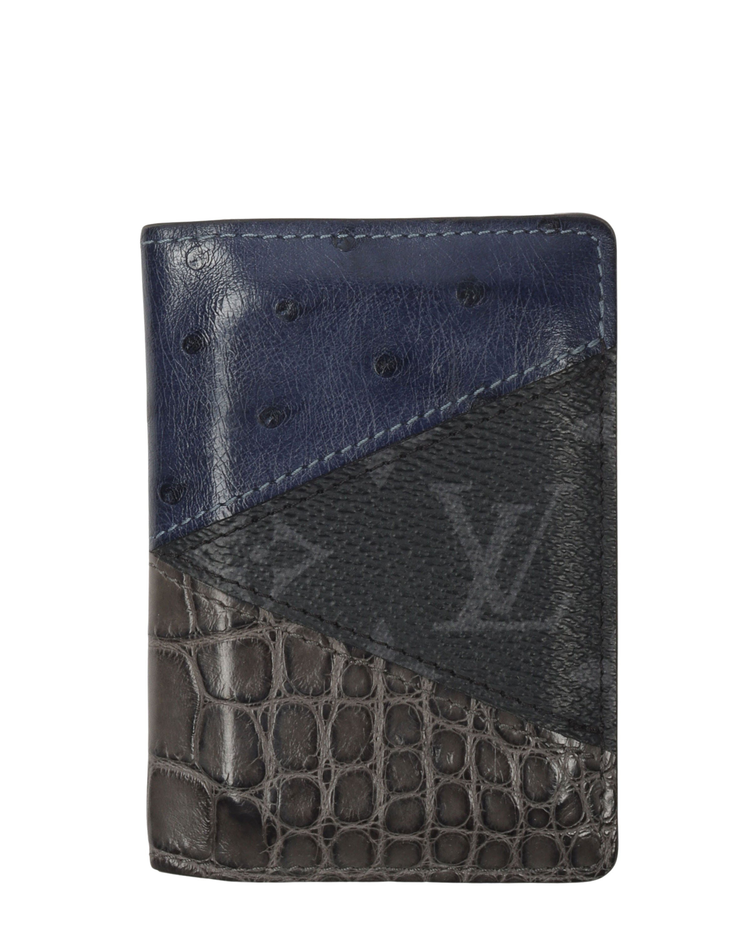 1 of 1 Handmade Reconstructed Monogram Leather Wallet for Men - Luxury Designer Bifold Wallet with RFID Protection - Perfect for Everyday Use, Travel & Gifting