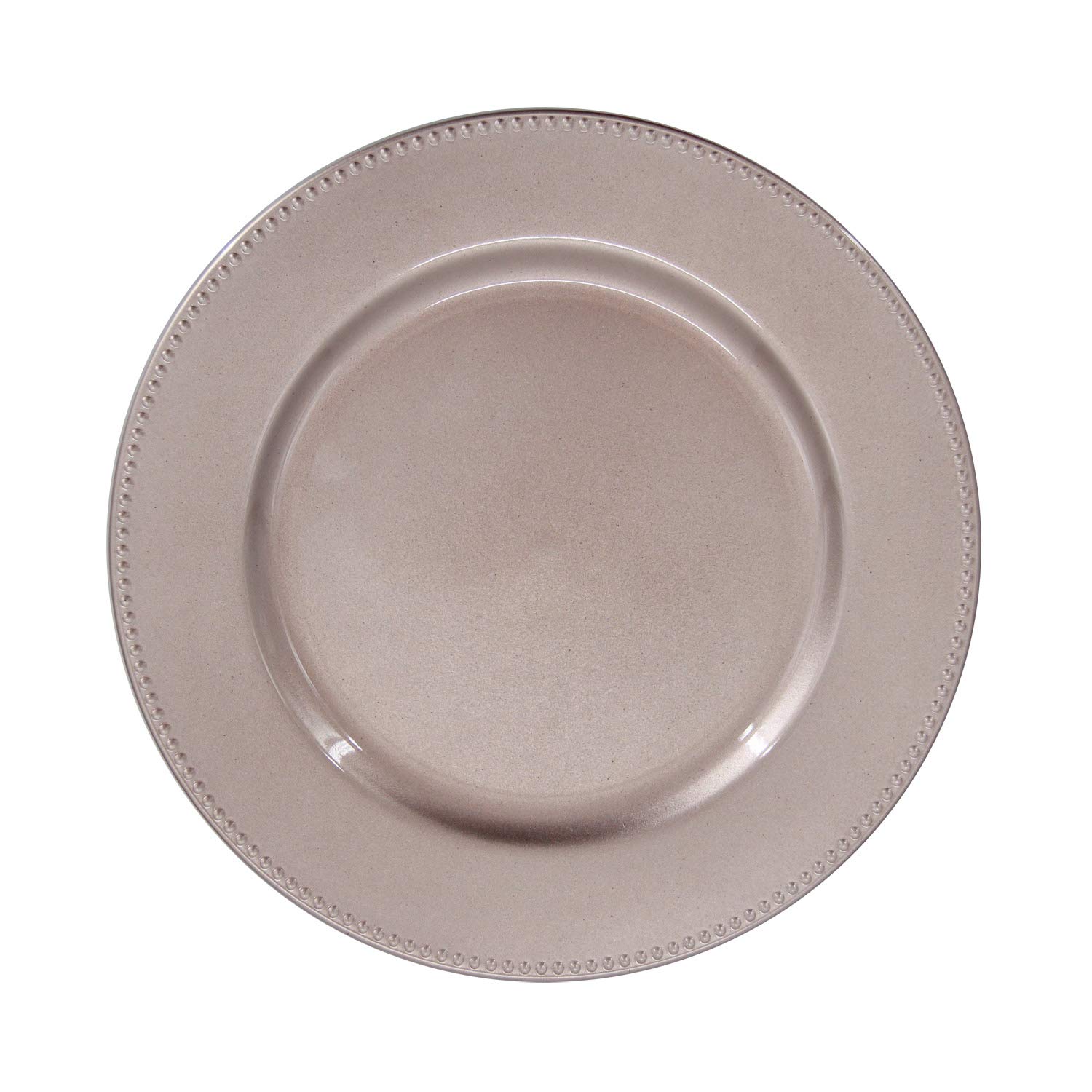 WELMATCH 13 Inch Champagne Plastic Beaded Charger Plates - Set of 12 Round Decorative Plates for Wedding, Party & Special Events - Elegant Table Setting & Buffet Display