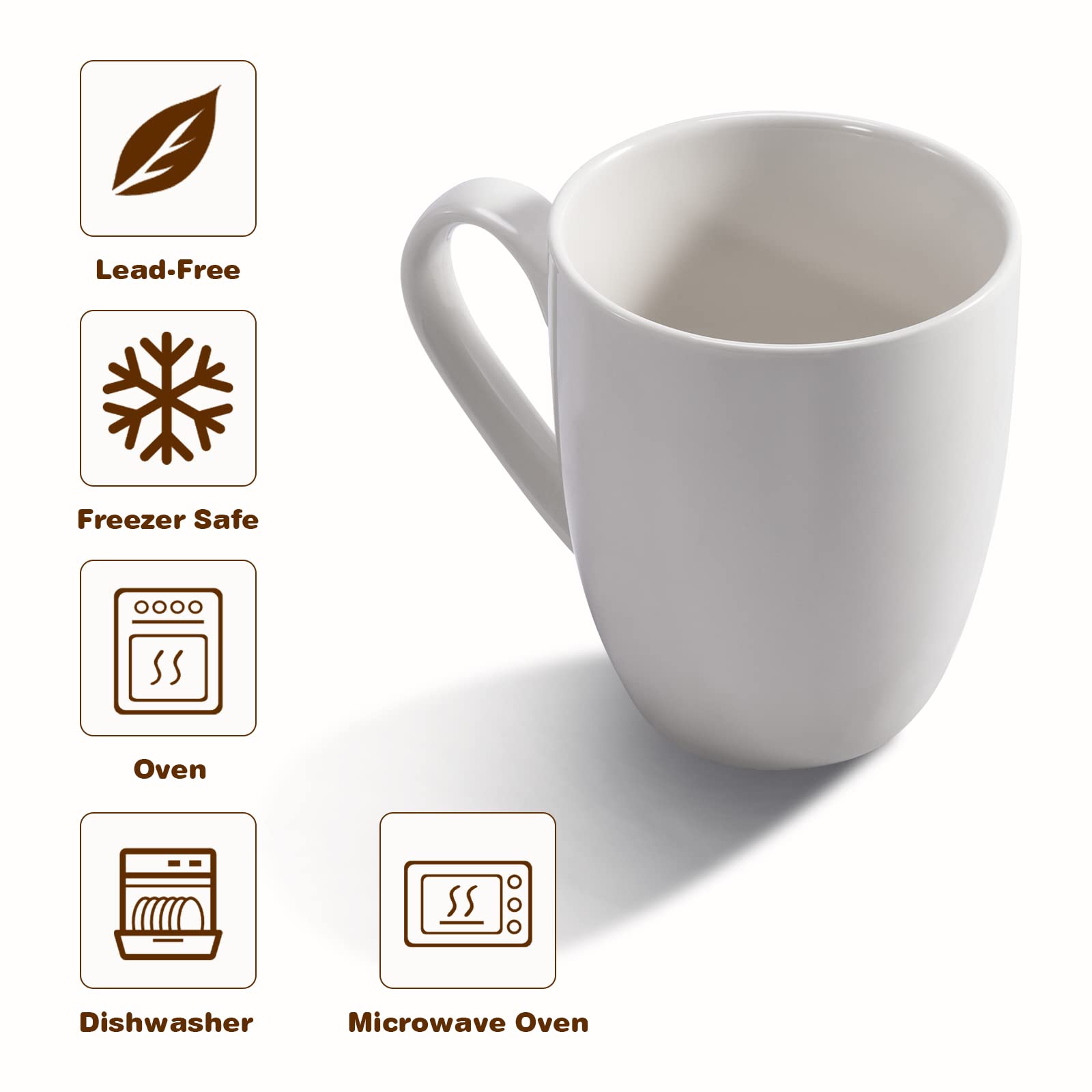 Urbanstrive 16 oz Large Coffee Mugs Set of 4 - Ceramic Coffee Cups for Tea & Hot Drinks, Multicolor 4-Pack - Perfect Gift for Women & Men, Housewarming, Office Use, Kitchen & Dining Essentials