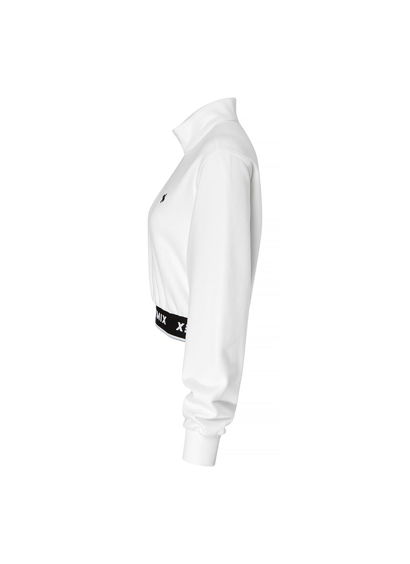 Logo Point Warm Crop Sweatshirt for Women - Cozy Fleece Pullover with Stylish Design - Perfect for Casual Outfits, Gym Wear & Street Fashion