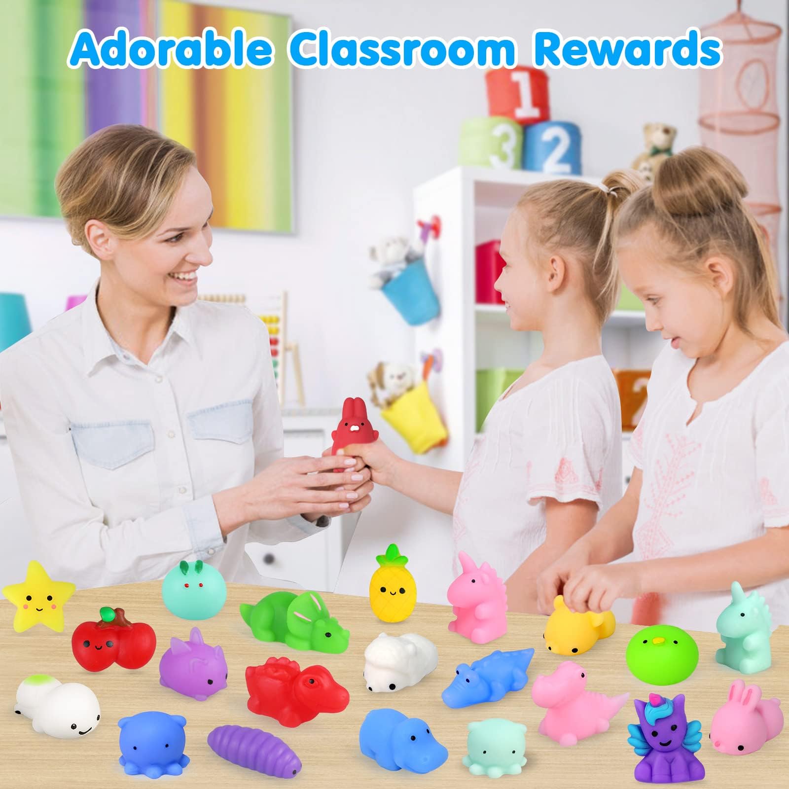 75Pcs Kawaii Squishy Toys for Kids - Stress Relief & Party Favors for Classroom, Birthday Gifts