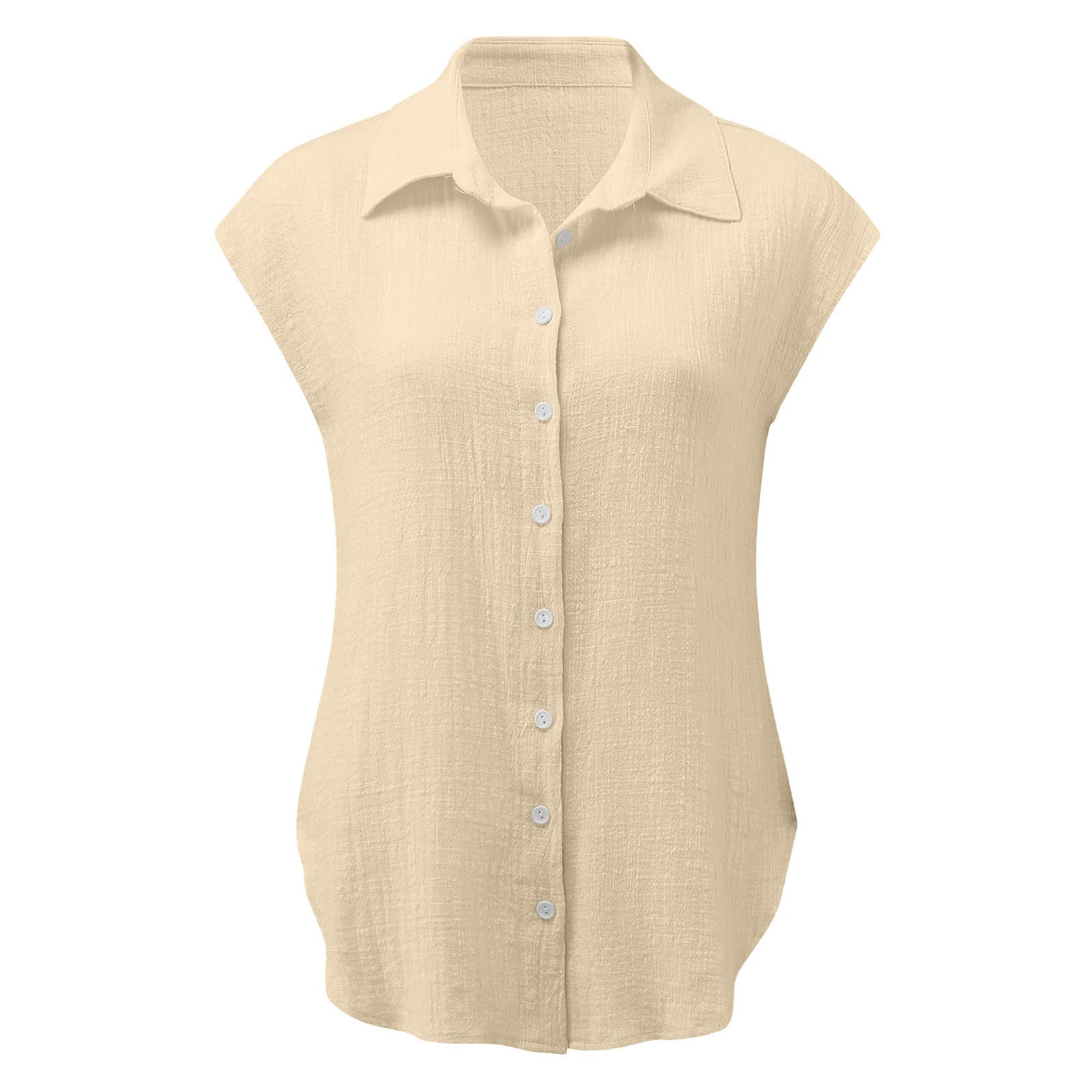 Trendy Women's Cotton Linen Short Sleeve Blouses - Loose Fit Casual & Dressy Tops for Summer 2024 | Perfect for Office Wear, Weekend Outings & Beach Vacations