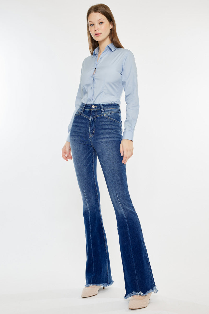 Stylish Ashton High Rise Flare Jeans for Women - Vintage 70s Inspired Denim Pants - Perfect for Casual Outfits, Date Nights & Music Festivals