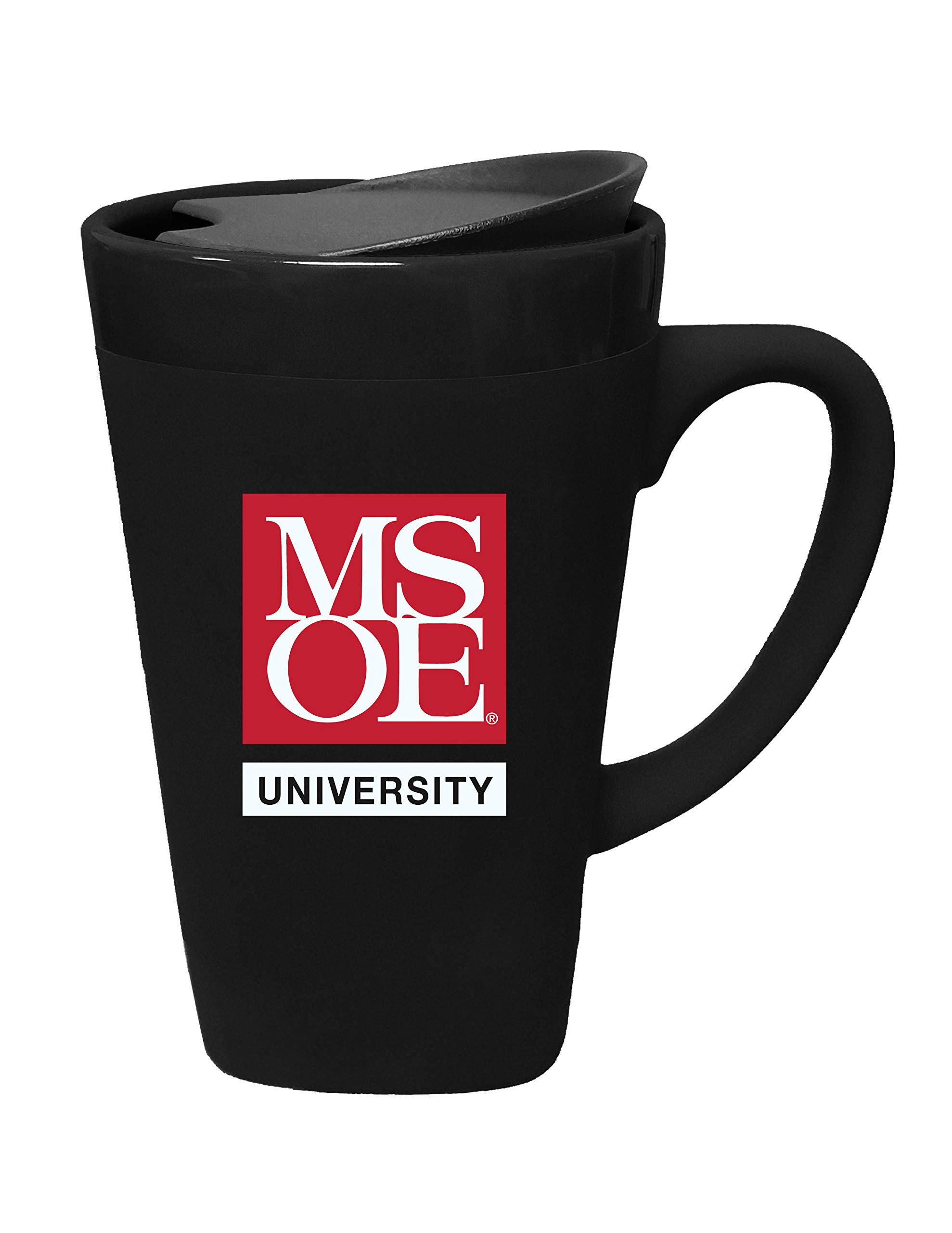Milwaukee School of Engineering Ceramic Coffee Mug with Swivel Lid - 16oz Insulated Travel Tumbler for Hot & Cold Drinks - Perfect for School, Office, or Commuting - Black