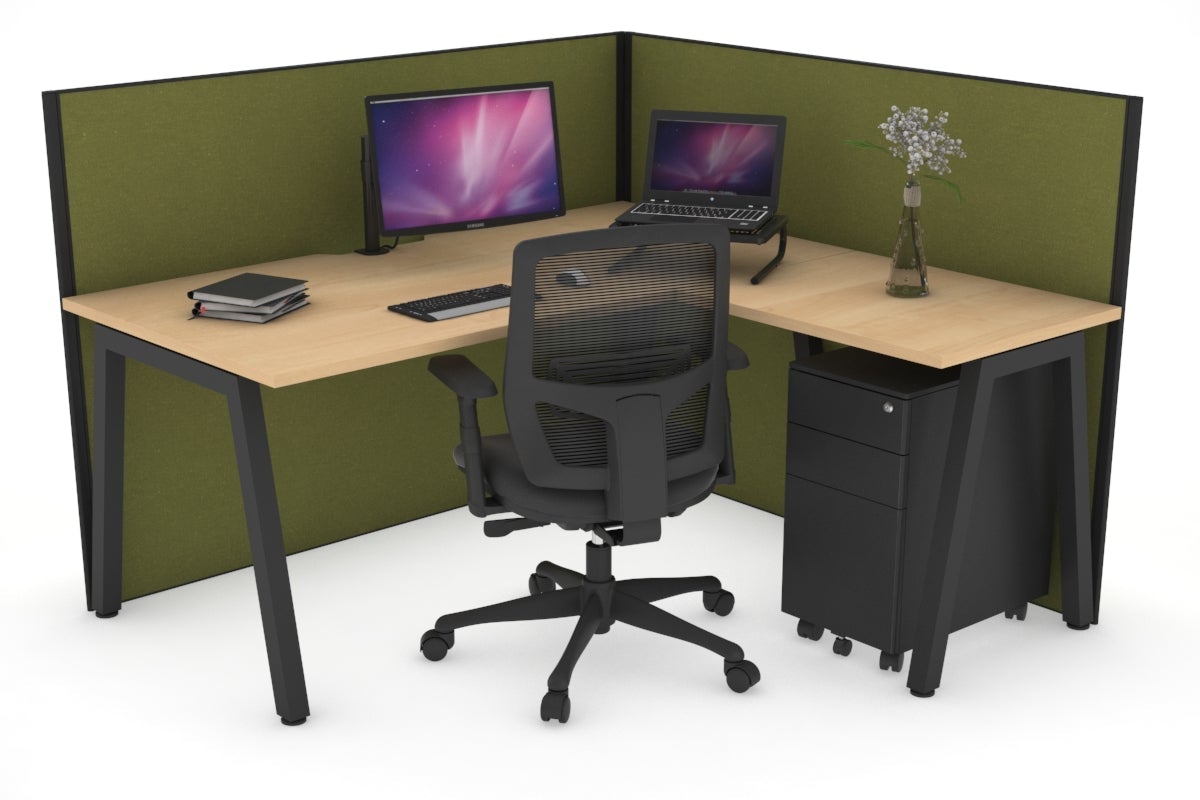 Horizon Quadro A Legs L-Shaped Corner Office Desk - 1800L x 1800W with Cable Management | Modern Home Office & Gaming Desk for Small Spaces