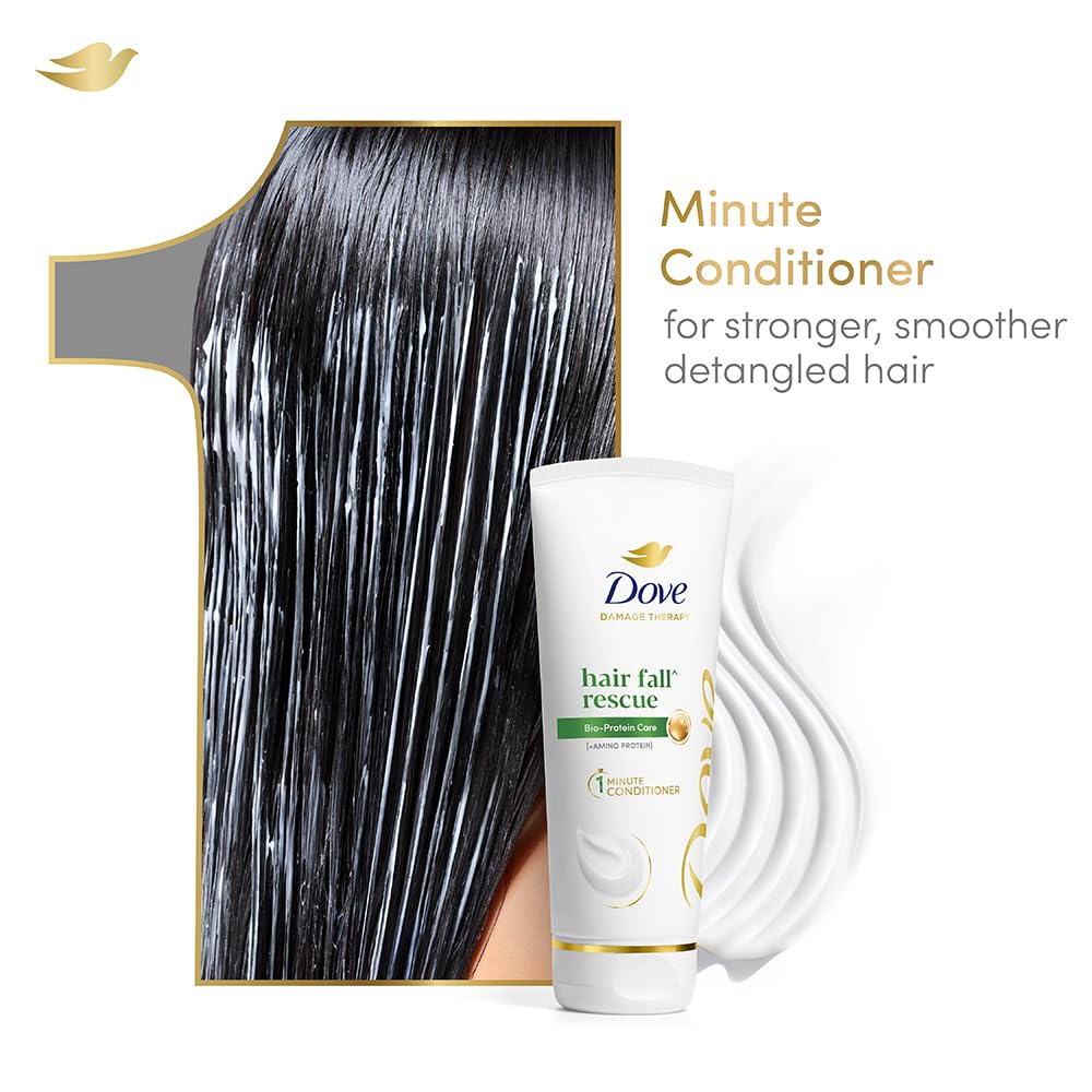 Dove Hair Fall Rescue 1-Minute Conditioner with Bio-Protein & Amino Protein for Weak & Breakage-Prone Hair | 72-Hour Strengthening & Detangling | 175ml | Perfect for Daily Use & Damaged Hair Recovery