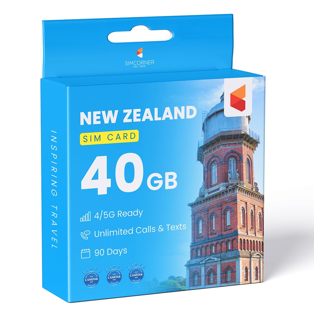 New Zealand Travel SIM Card (40GB Data, 60 Days) - OneNZ Prepaid Data SIM with Unlimited NZ Calls - Hotspot & Tethering Enabled - 3-in-1 SIM (Standard/Micro/Nano) for Unlocked Phones - Perfect for Tourists, Backpackers & Business Travelers in NZ