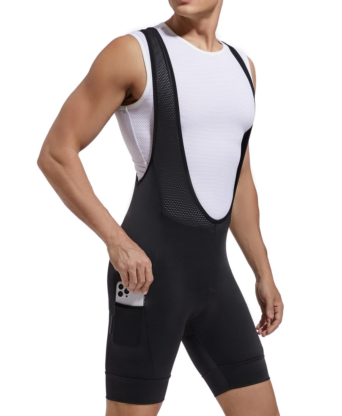 Qualidyne Men's Cycling Bib Shorts - 4D Padded Road Bike Bibs with Pockets, UPF50+ Sun Protection for Long Distance Riding & Training