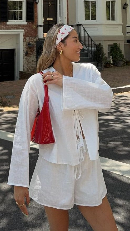 Iveena Women's Summer White Top and Shorts Set - Casual Outfit for Beach, Vacation & Streetwear