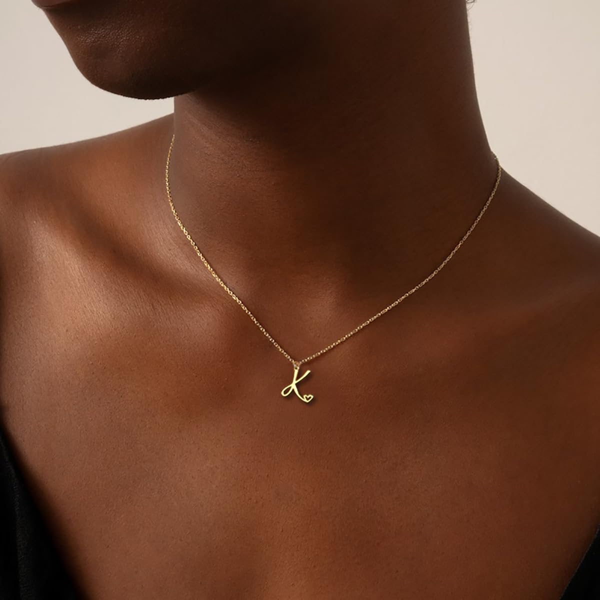CAROVO Initial Necklaces for Women - 14K Gold & Silver Letter Pendant Necklace, Dainty Monogram Name Choker Jewelry Gift for Her | Trendy, Simple & Cute Everyday Wear, Birthday Present, Anniversary Gift