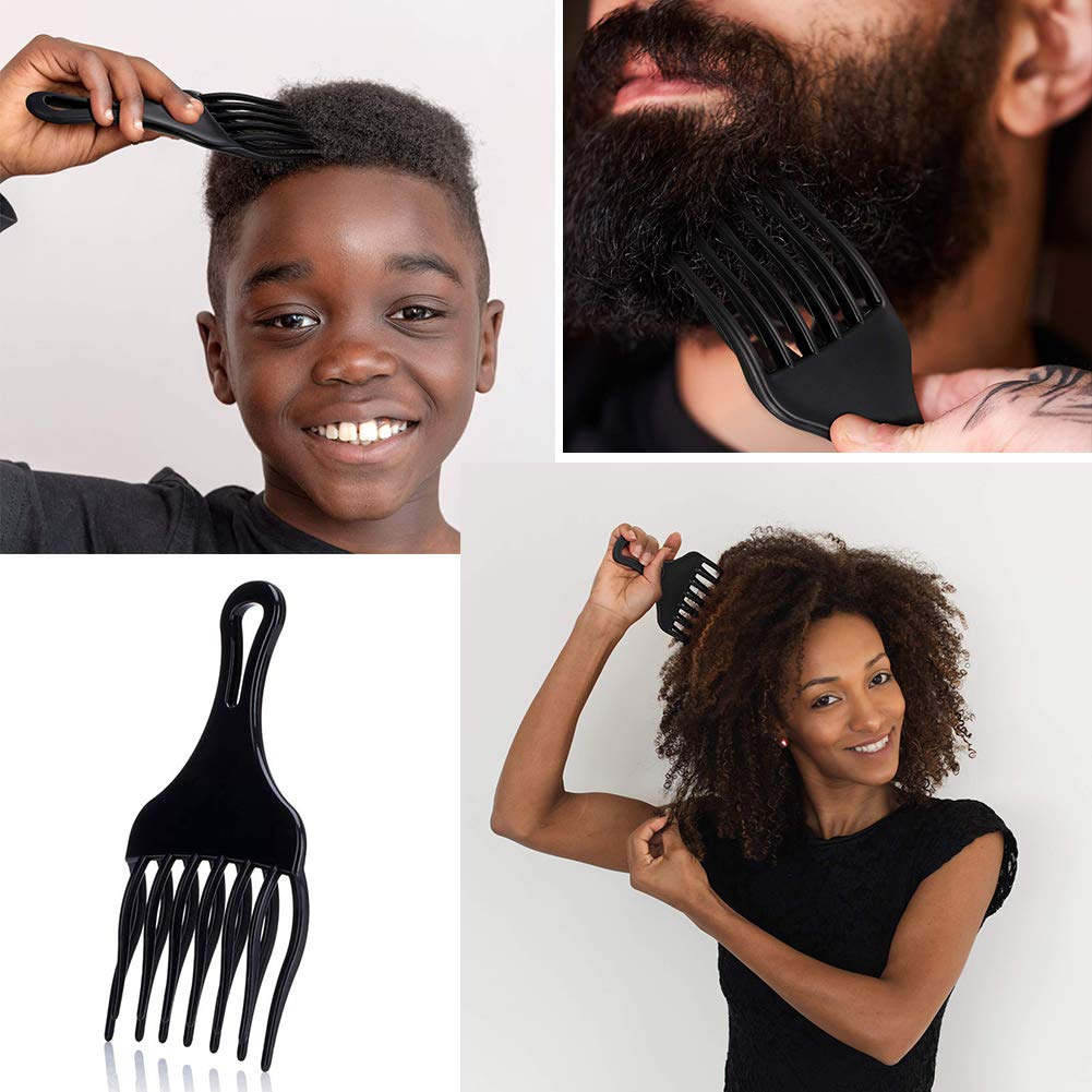 NALCY 4PCS Afro Hair Pick Comb Set - Plastic Wide Tooth Comb for Natural Curls, Perm & Styling - Perfect for Afro Hair, Curly Hair Care & Salon Styling Tools