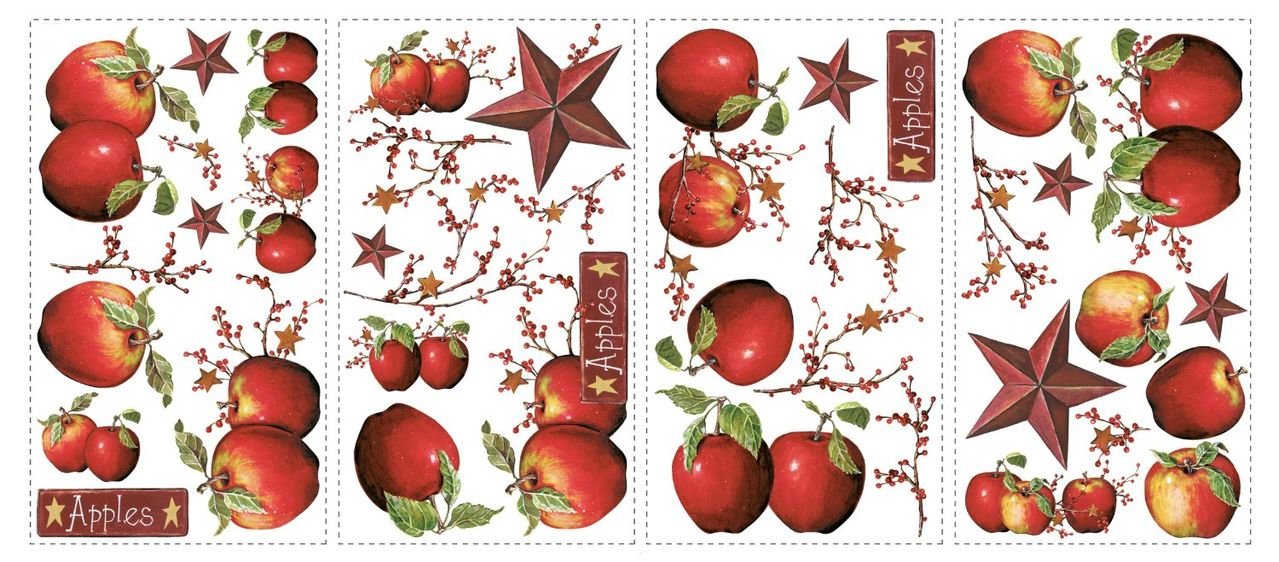 RoomMates RMK1570SCS Rustic Country Apples Peel & Stick Wall Decals - Easy DIY Home Decor for Kitchen, Nursery, or Bedroom Wall Stickers