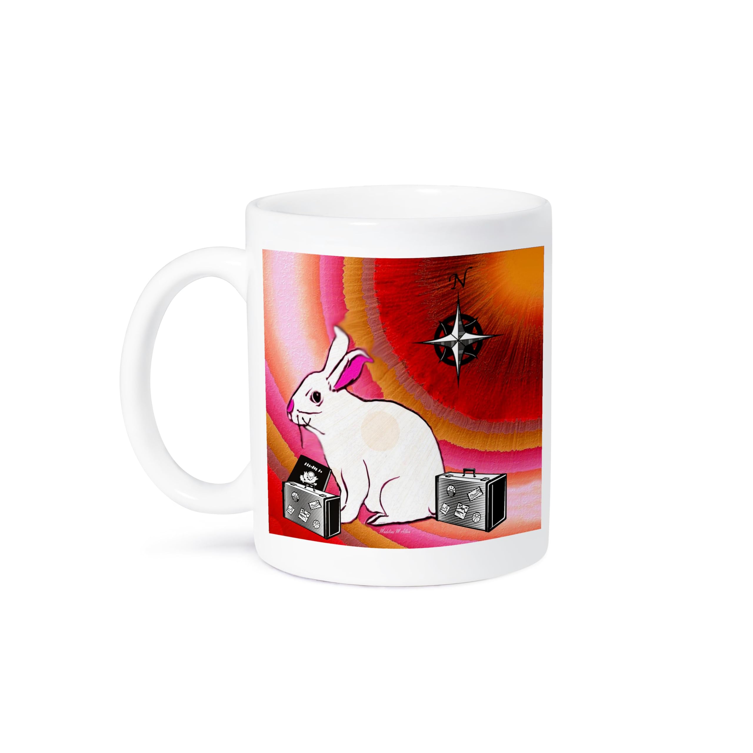 3D Rose Travel Bunny Ceramic Mug - 11 oz Insulated Coffee Cup with Cute Bunny Design - Perfect for Travel, Office, and Home Use