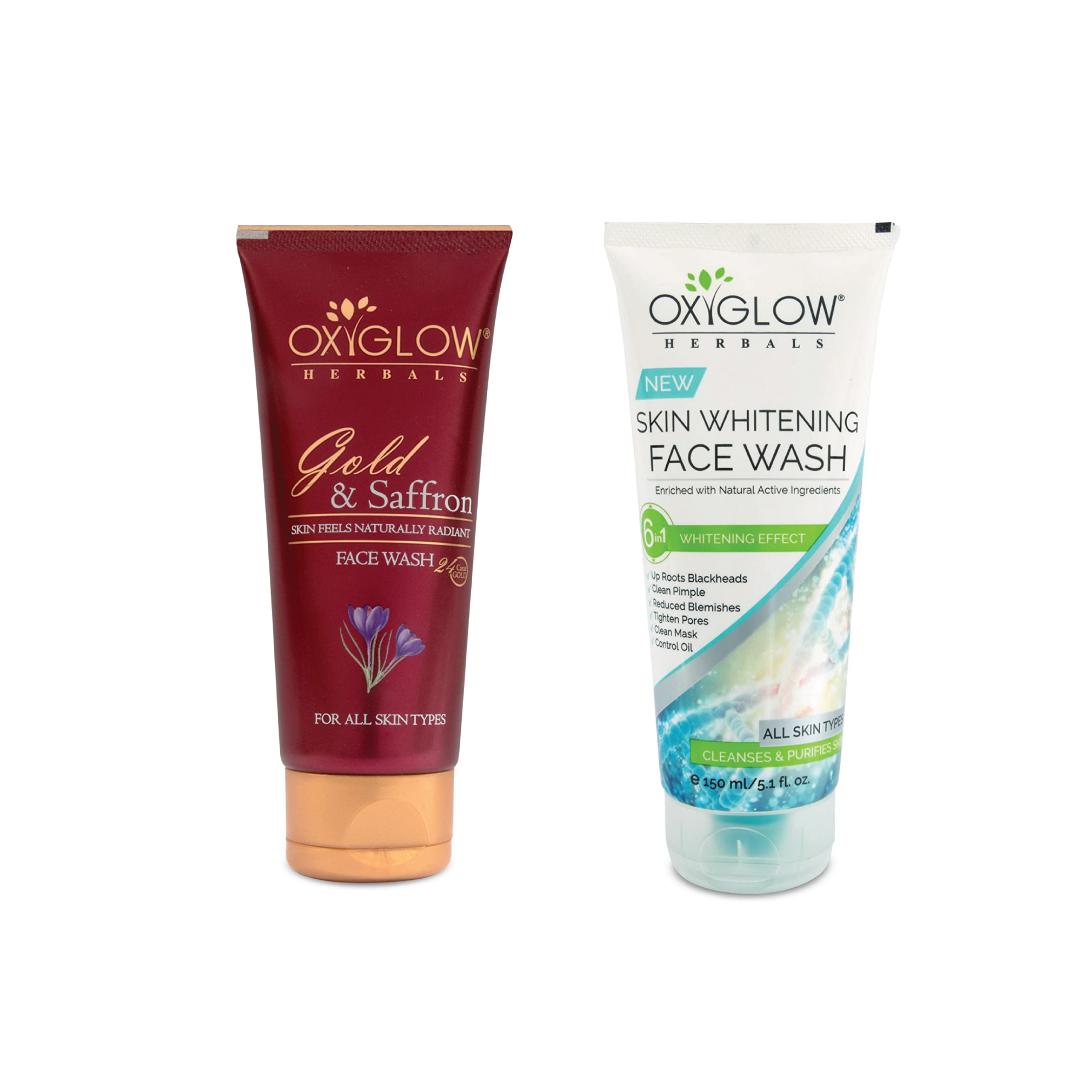 OxyGlow Herbals Gold Saffron Face Wash Combo - 100gm & 150ml for Radiant Skin