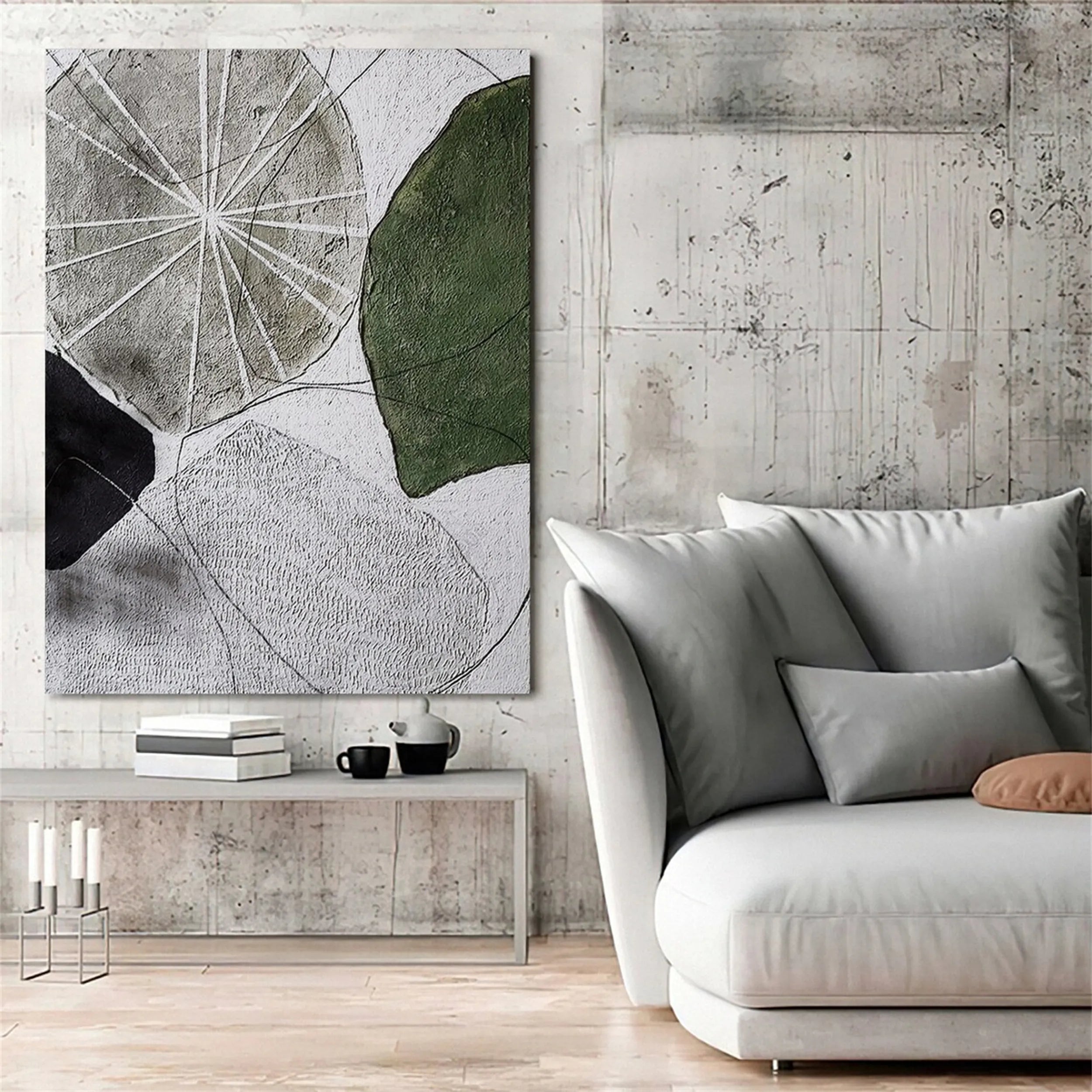 Blue & Green Abstract Wall Art Print #BG058 - Modern Canvas Painting for Living Room, Bedroom & Office Decor
