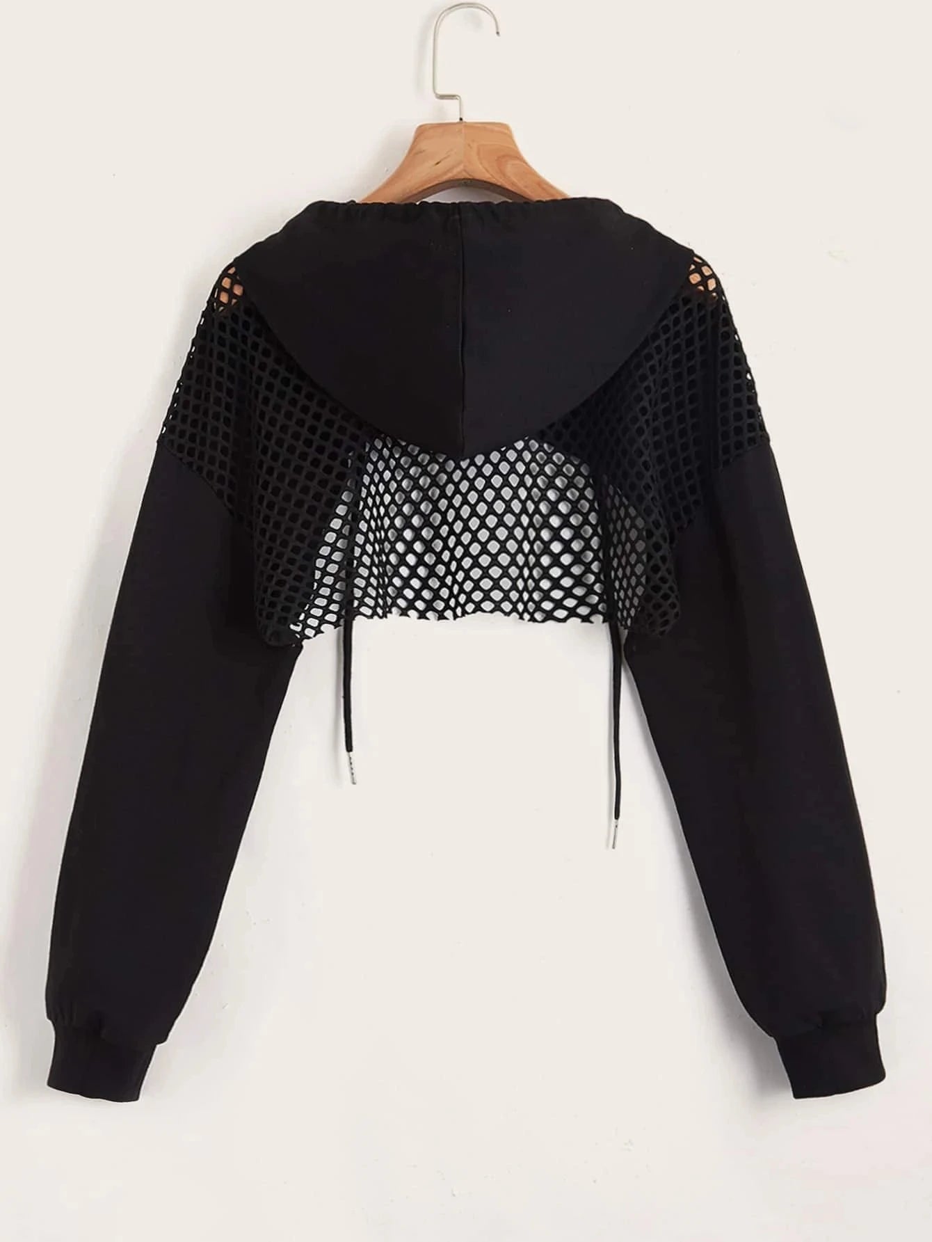 Street Sport Drop Shoulder Drawstring Hollow Out Super Crop Sports Hoodie - Trendy Athletic Wear for Gym, Running & Casual Outfits