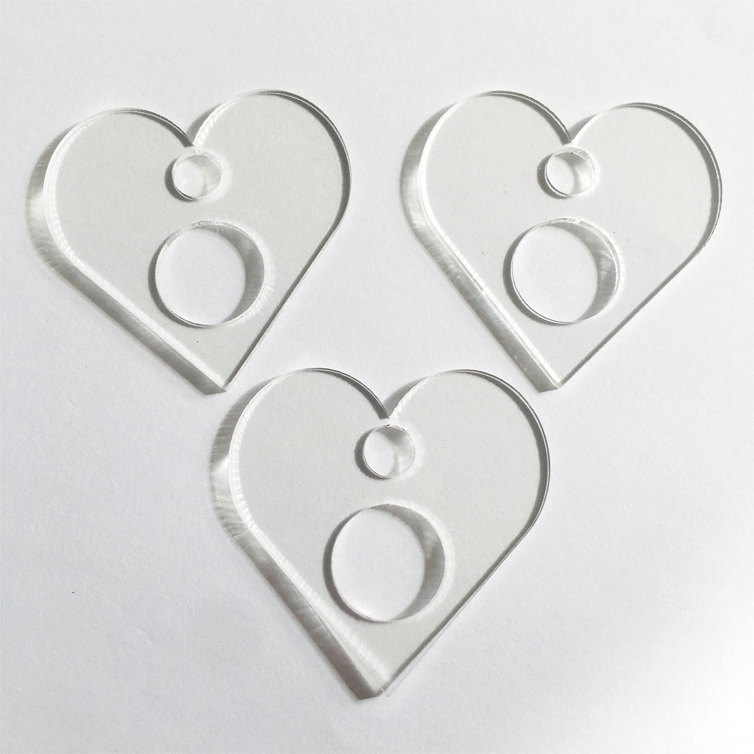 20PCS Clear Heart Acrylic Thread Drops - Cross Stitch Floss Bobbins Organizers for Embroidery Needlework | Perfect for Craft Storage, Sewing Projects & DIY Scrapbooking