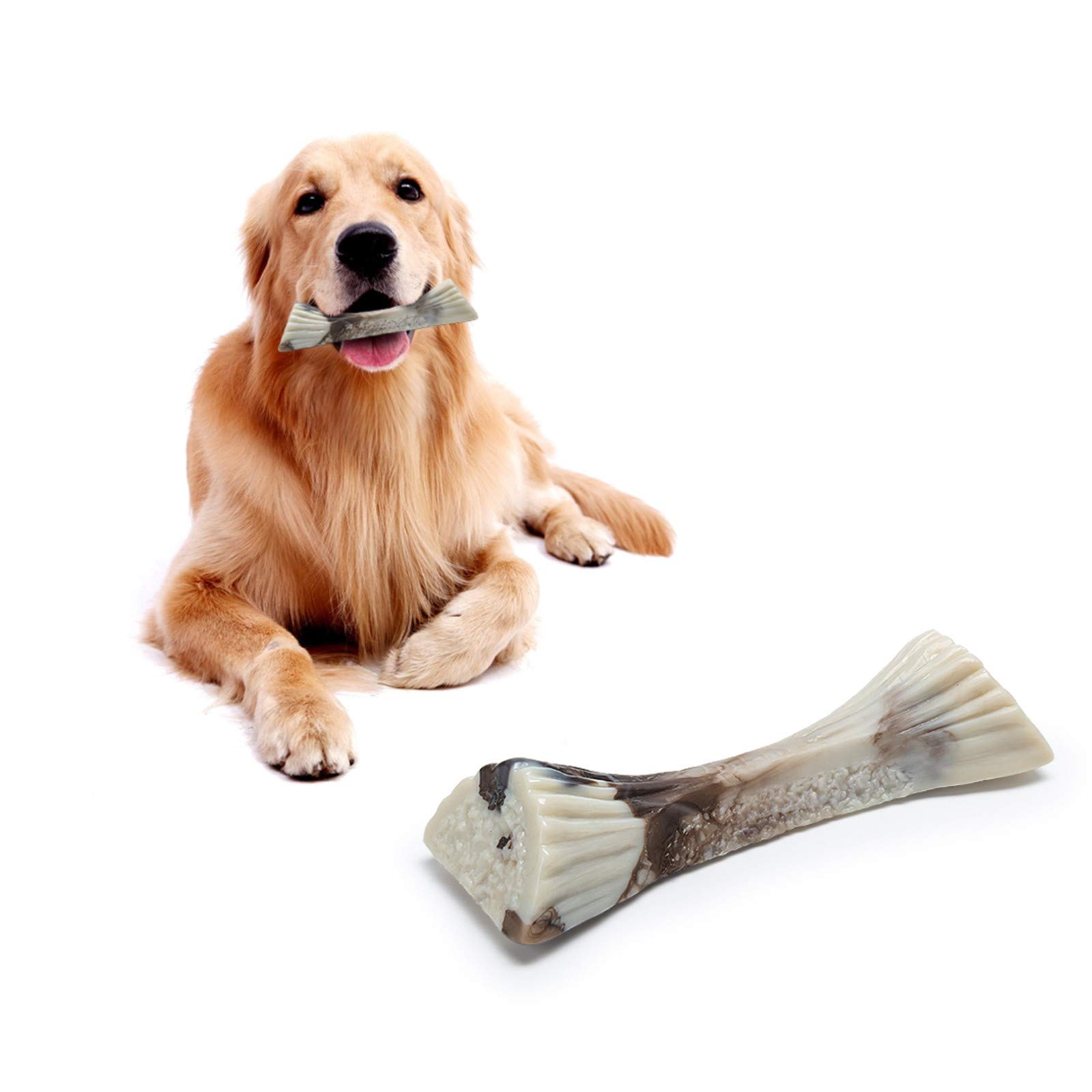 **Indestructible Nylon Dog Bone Toy for Aggressive Chewers - Tough Chew Toy for Large, Medium & Small Dogs, Teething Puppies (Nylon Marrow Bone, Large to X-Large) - Perfect for Playtime, Training & Dental Health**