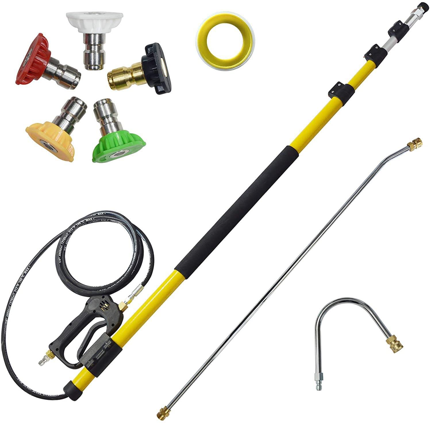 4000 PSI Telescoping Pressure Washer Spray Wand - 18FT Extendable Power Washer Extension Lance for Gutter Cleaning, Window Washing & Outdoor Cleaning | Heavy-Duty Upgraded Design for Driveways, Siding & Patio Surfaces