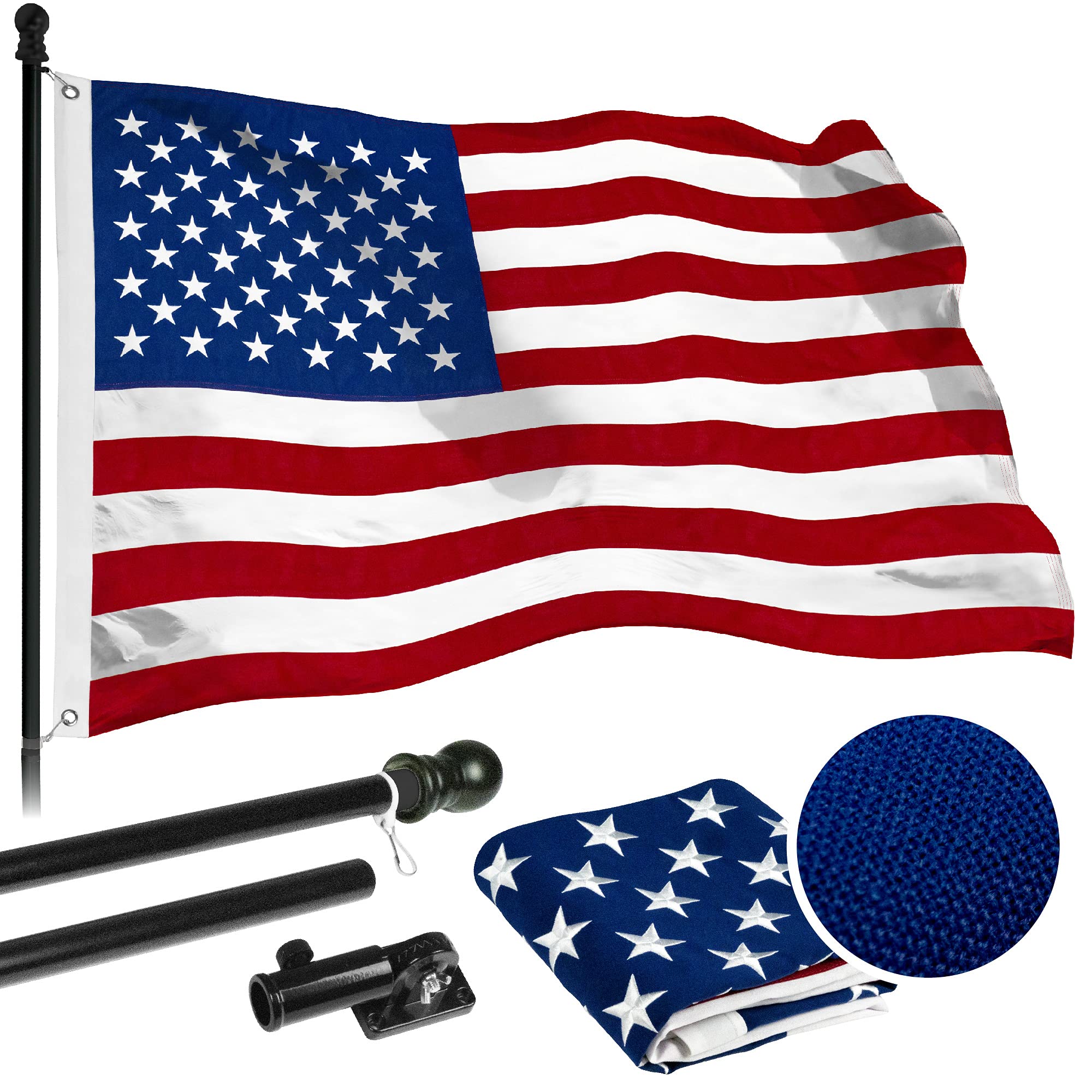5FT Spinning Flagpole with 2x3FT American Flag - Heavy Duty Aluminum Pole, Brass Grommets & Durable Polyester Fabric for Outdoor Use - Perfect for Homes, Gardens, and Patriotic Events