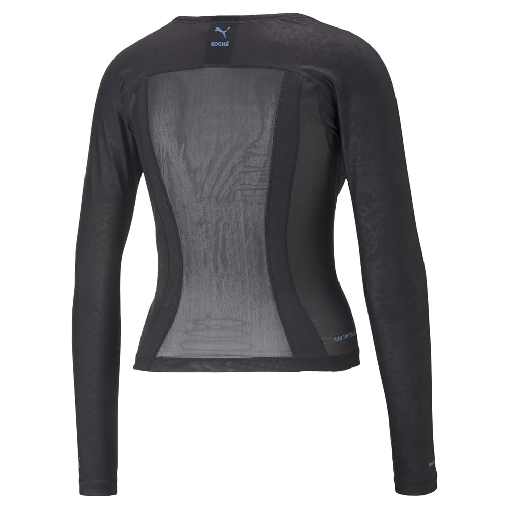PUMA Women's Koche X Cropped Crew Neck Long Sleeve Casual T-Shirt - Black - Size L - Perfect for Workout, Gym & Everyday Wear