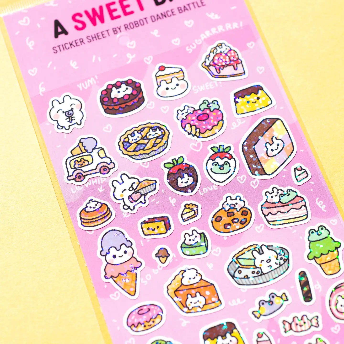 Sweet Day Glitter Sticker Sheet - 50pcs Colorful Scrapbooking Stickers for Journals, Planners, DIY Crafts & Party Decorations