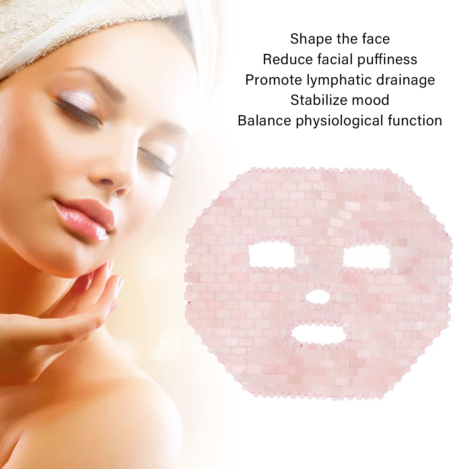 Rose Quartz Facial Mask - Jade Stone Eye Mask for Dark Circles, Spa & Sleep - Reusable Cooling Face Cover for Relaxation & Skincare (Perfect for Home Spa, Travel & Self-Care)